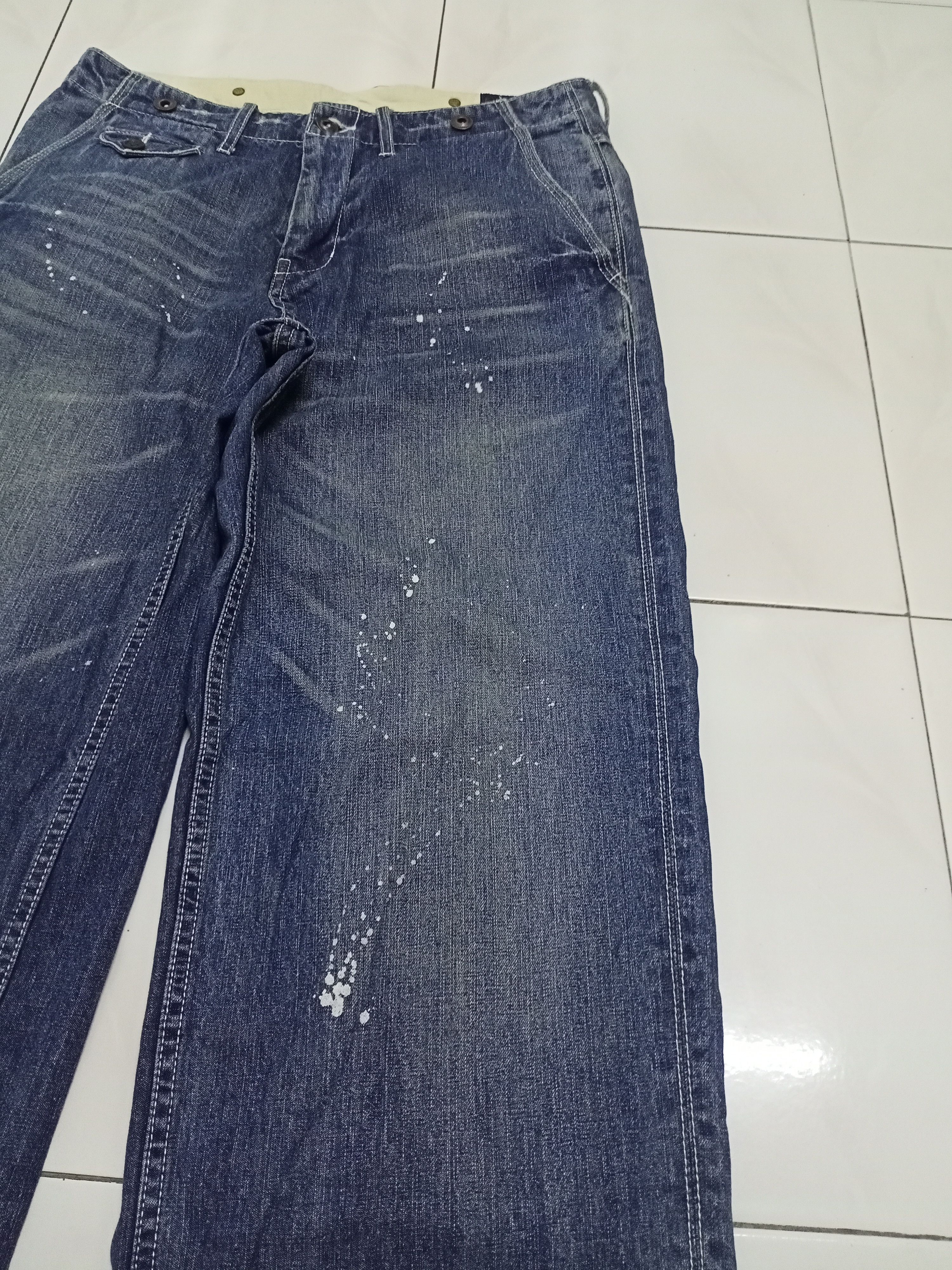 Japanese Brand Rage Blue Plain Splatter Denim Pants Size US 31 - 6 Thumbnail