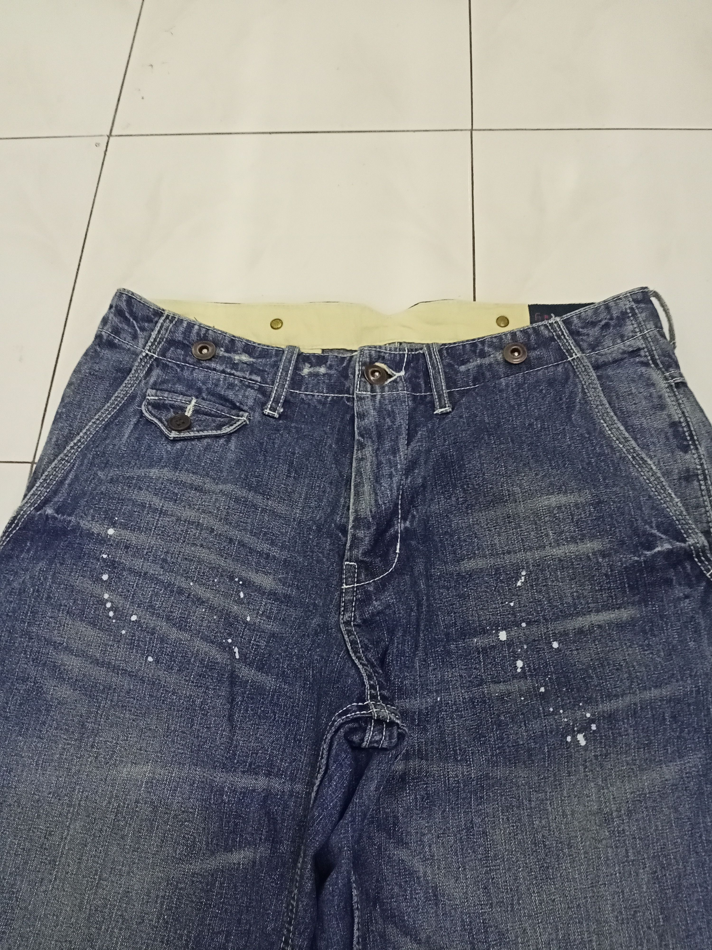 Japanese Brand Rage Blue Plain Splatter Denim Pants Size US 31 - 3 Thumbnail