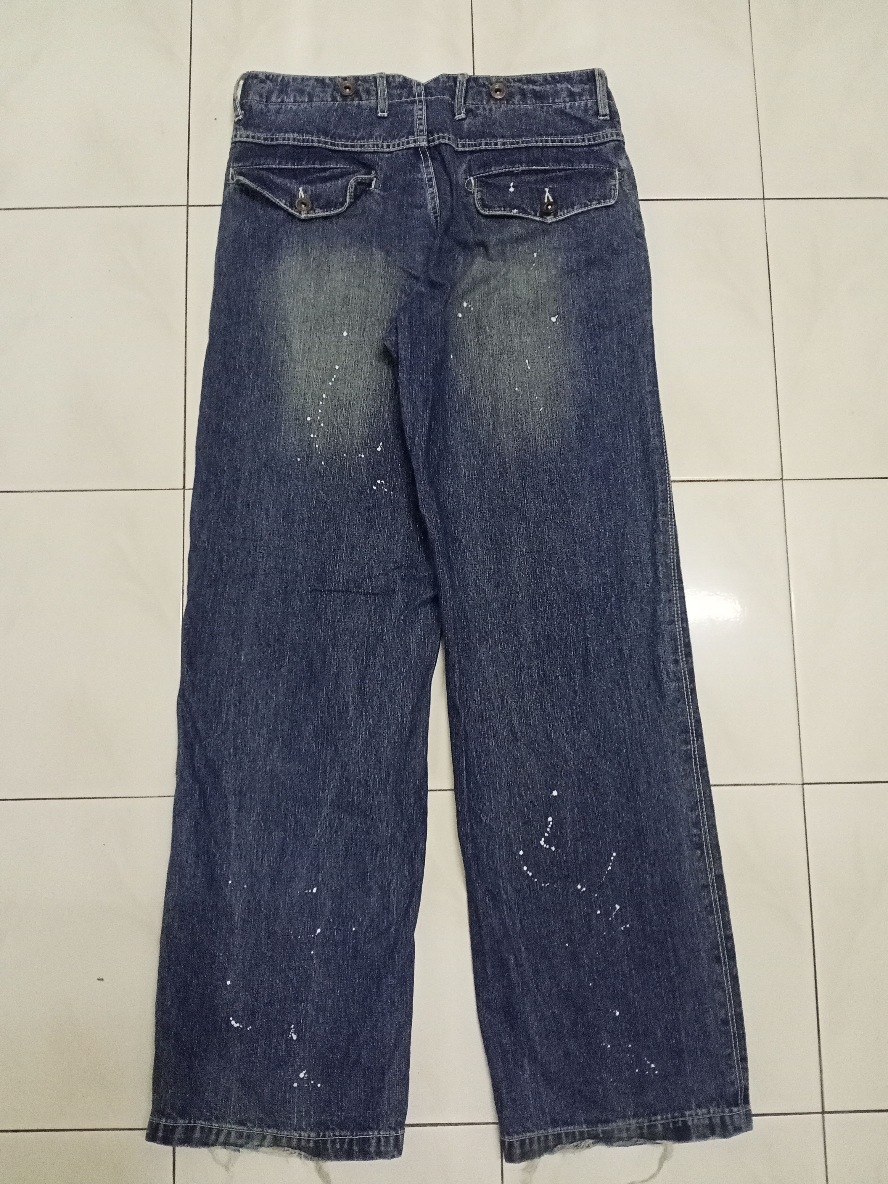 Japanese Brand Rage Blue Plain Splatter Denim Pants Size US 31 - 2 Thumbnail
