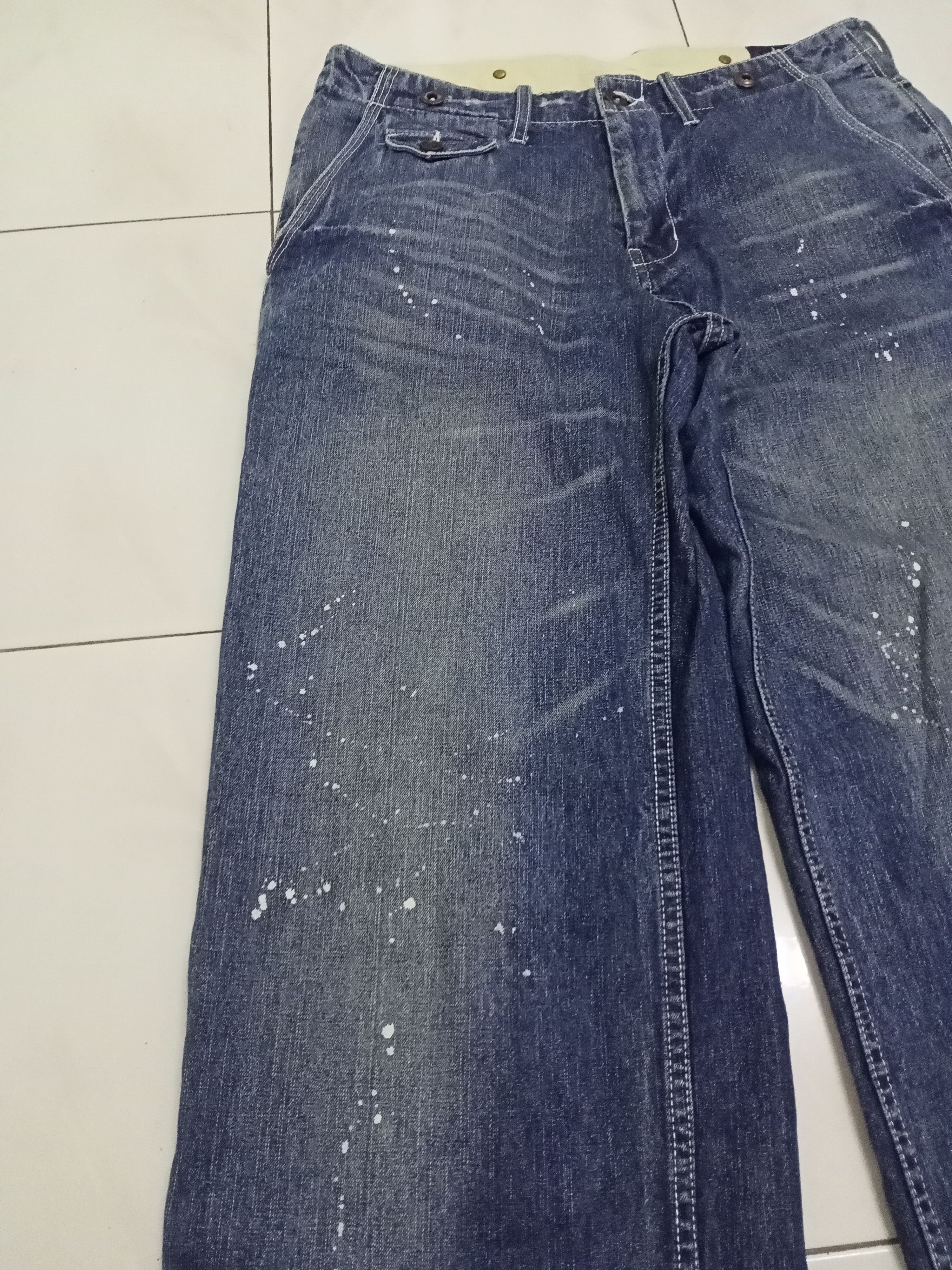 Japanese Brand Rage Blue Plain Splatter Denim Pants Size US 31 - 5 Thumbnail