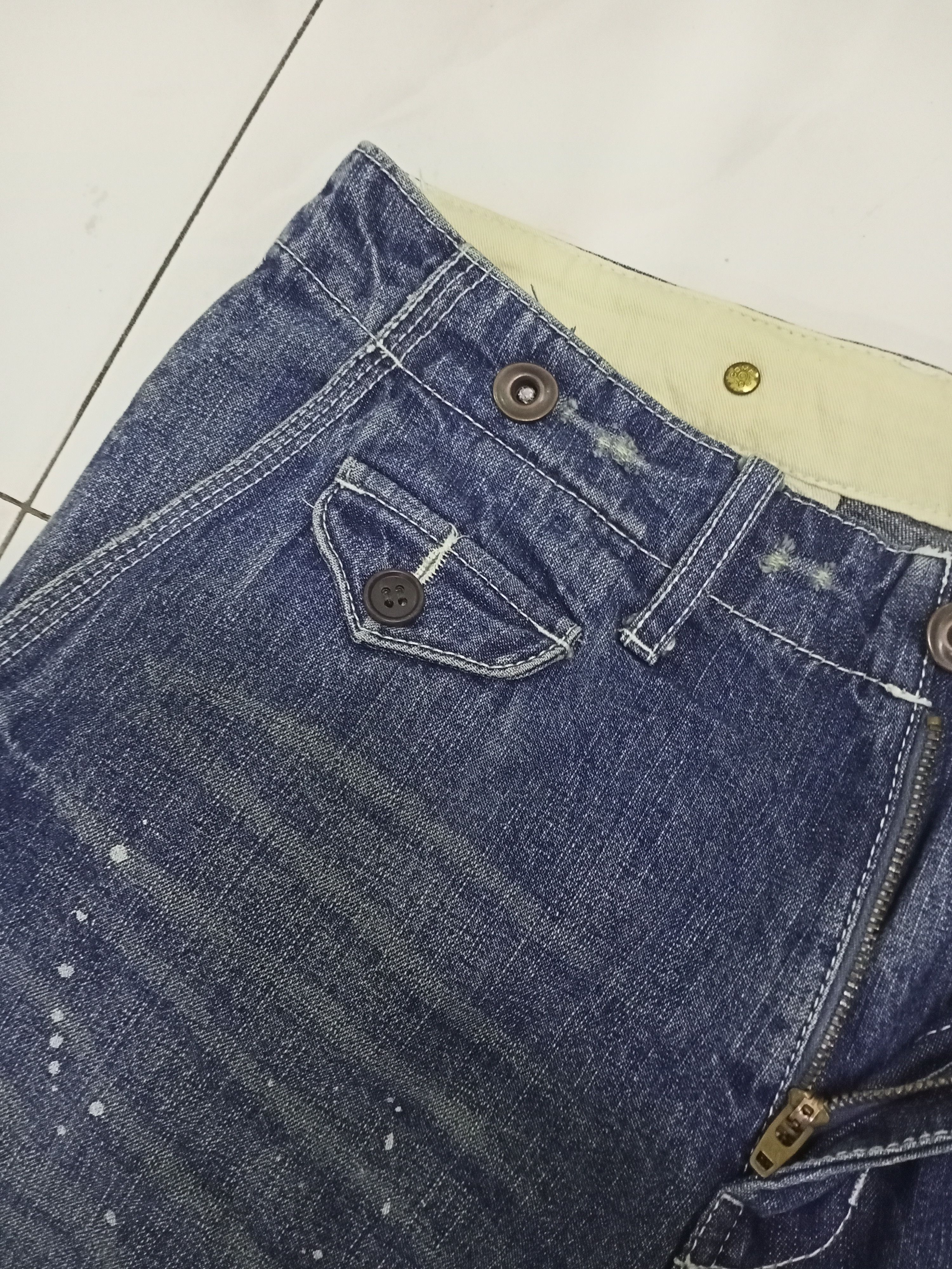 Japanese Brand Rage Blue Plain Splatter Denim Pants Size US 31 - 8 Thumbnail