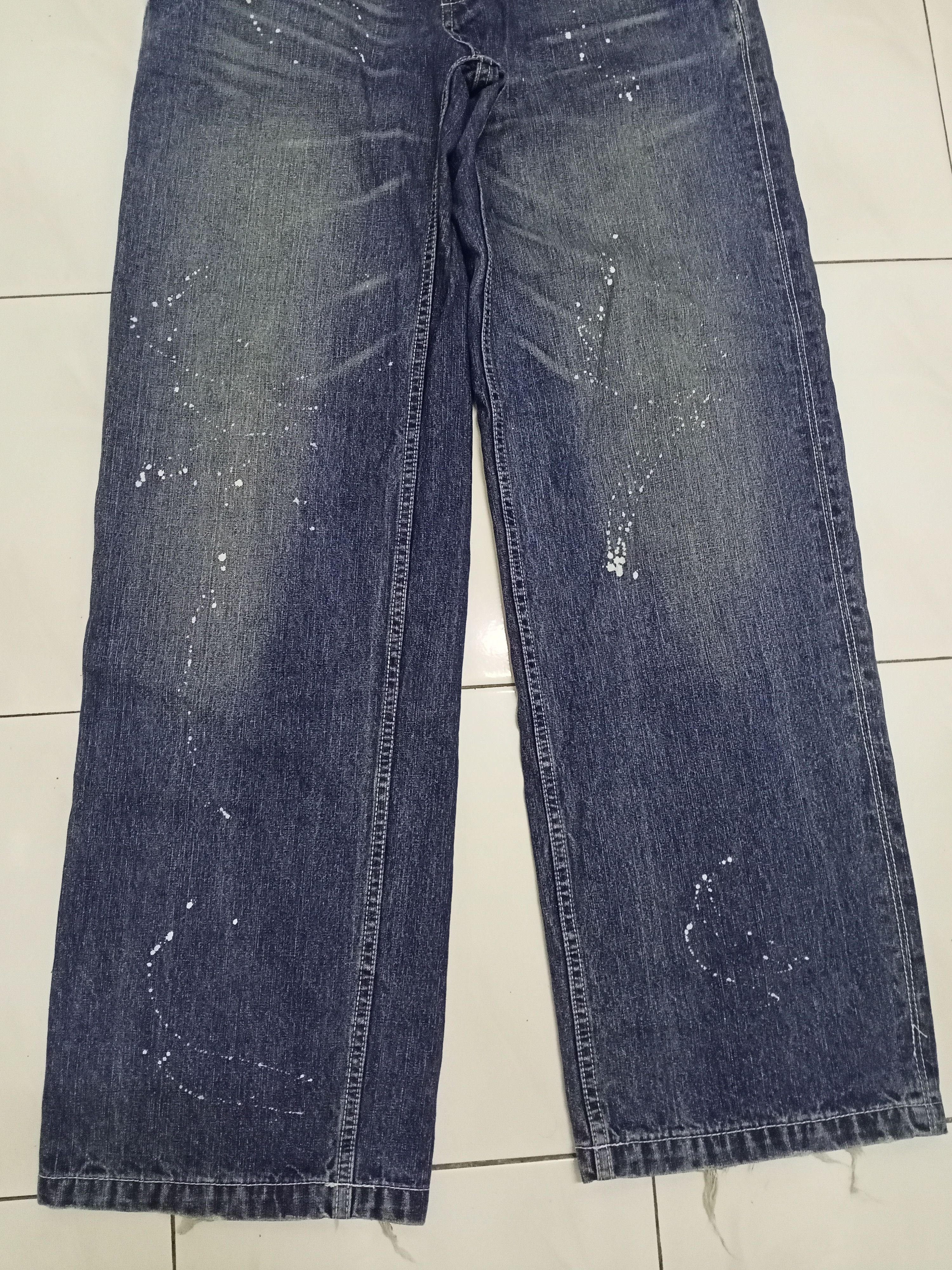 Japanese Brand Rage Blue Plain Splatter Denim Pants Size US 31 - 4 Thumbnail