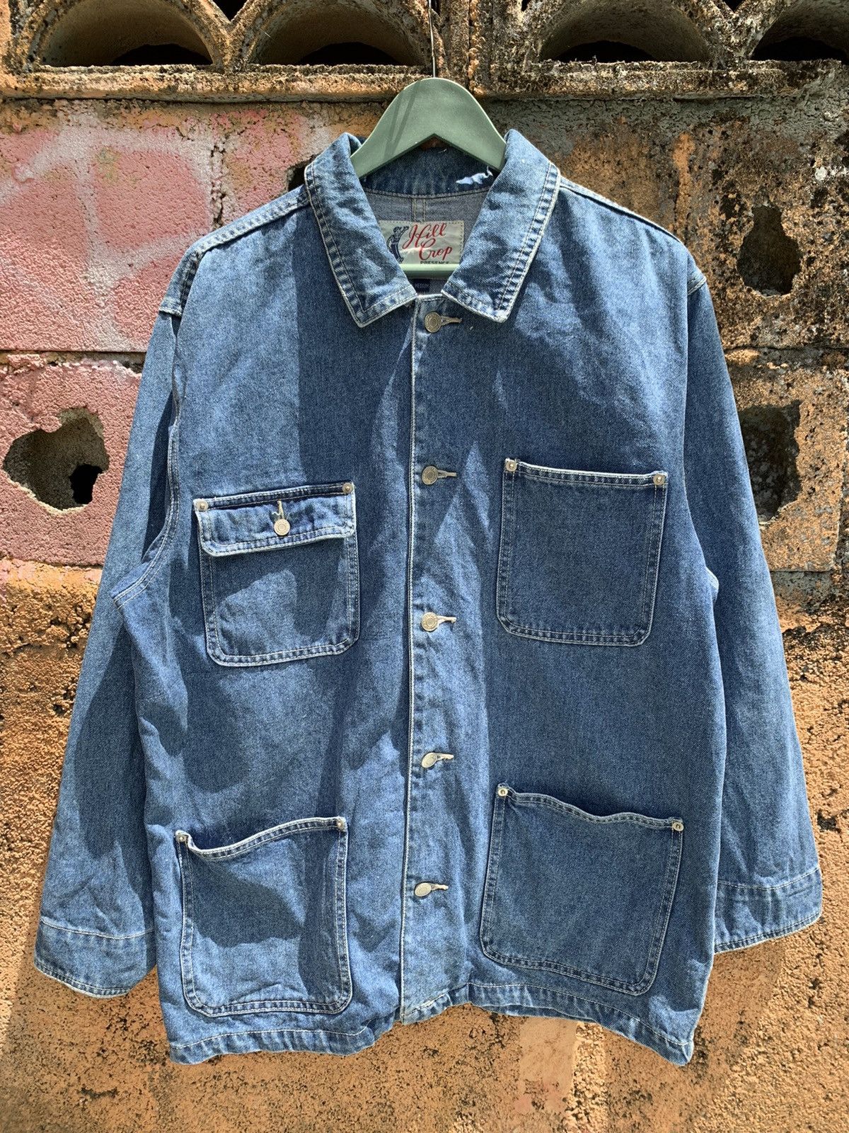 image of Vintage 90's Hill Crop Workers Denim Jacket Size L in Blue, Men's
