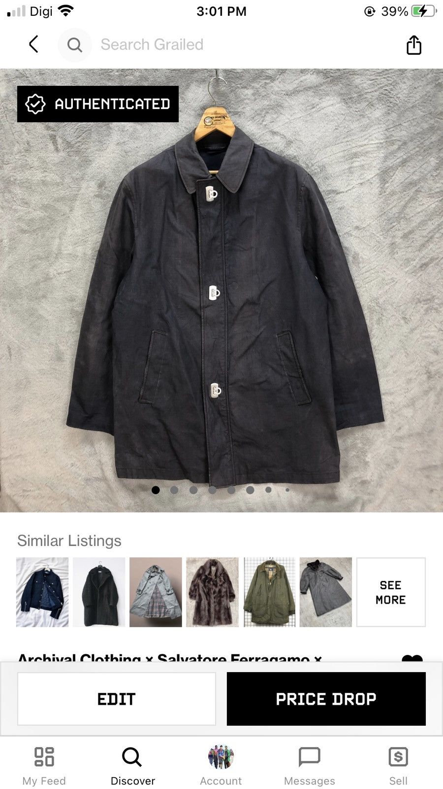 Salvatore Ferragamo SALVATORE FERRAGAMO OVERCOAT #5994-217 Size US M / EU 48-50 / 2 - 19 Thumbnail
