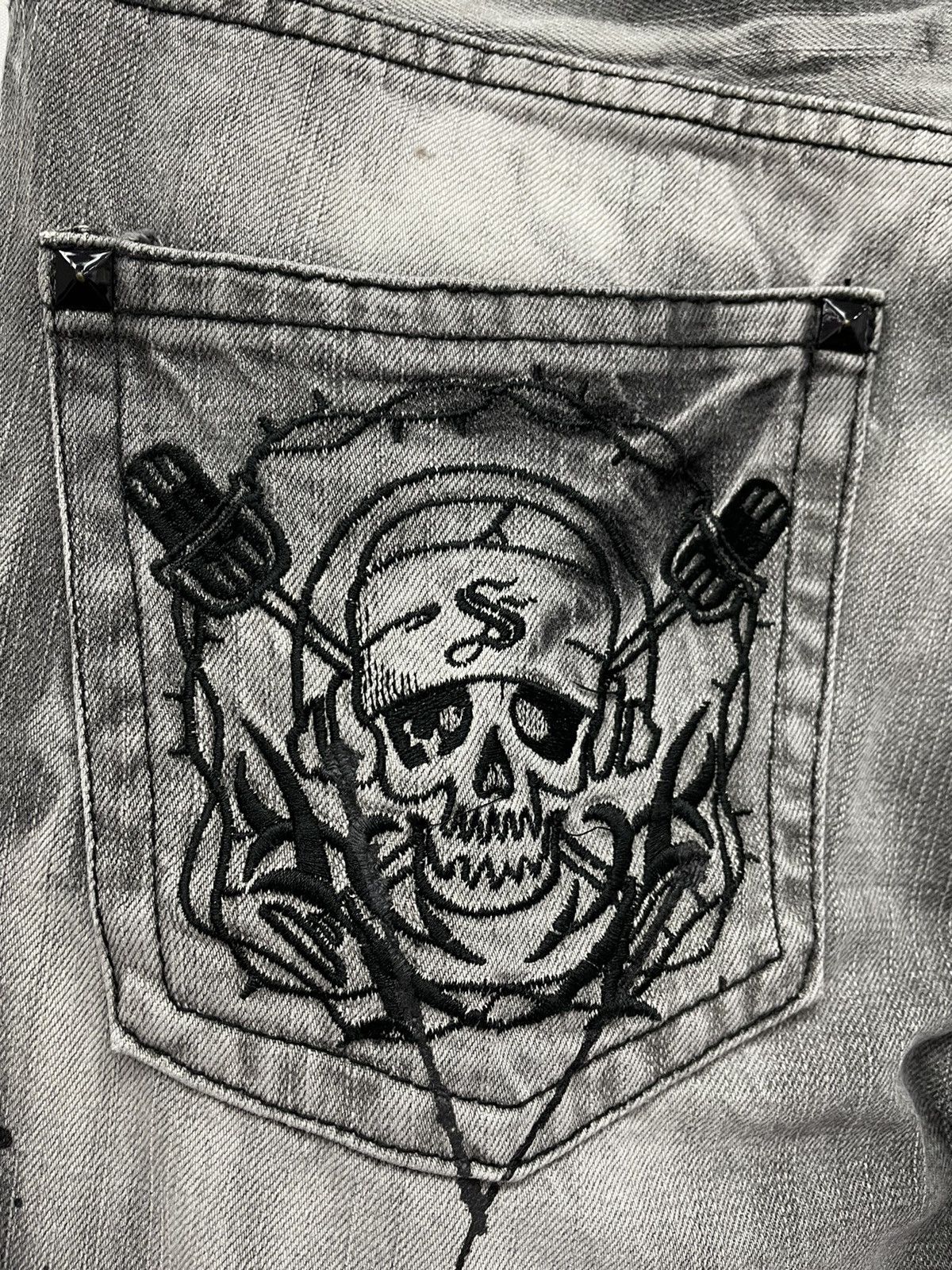 Japanese Brand VERY RARE🔥Acid Wash Punk Denim FOC Mastermind ToteBag Size US 29 - 4 Thumbnail