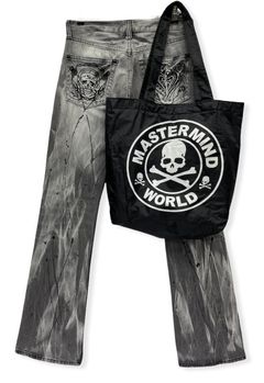 mastermind WORLD Monogram Denim Jeans Pants Blue