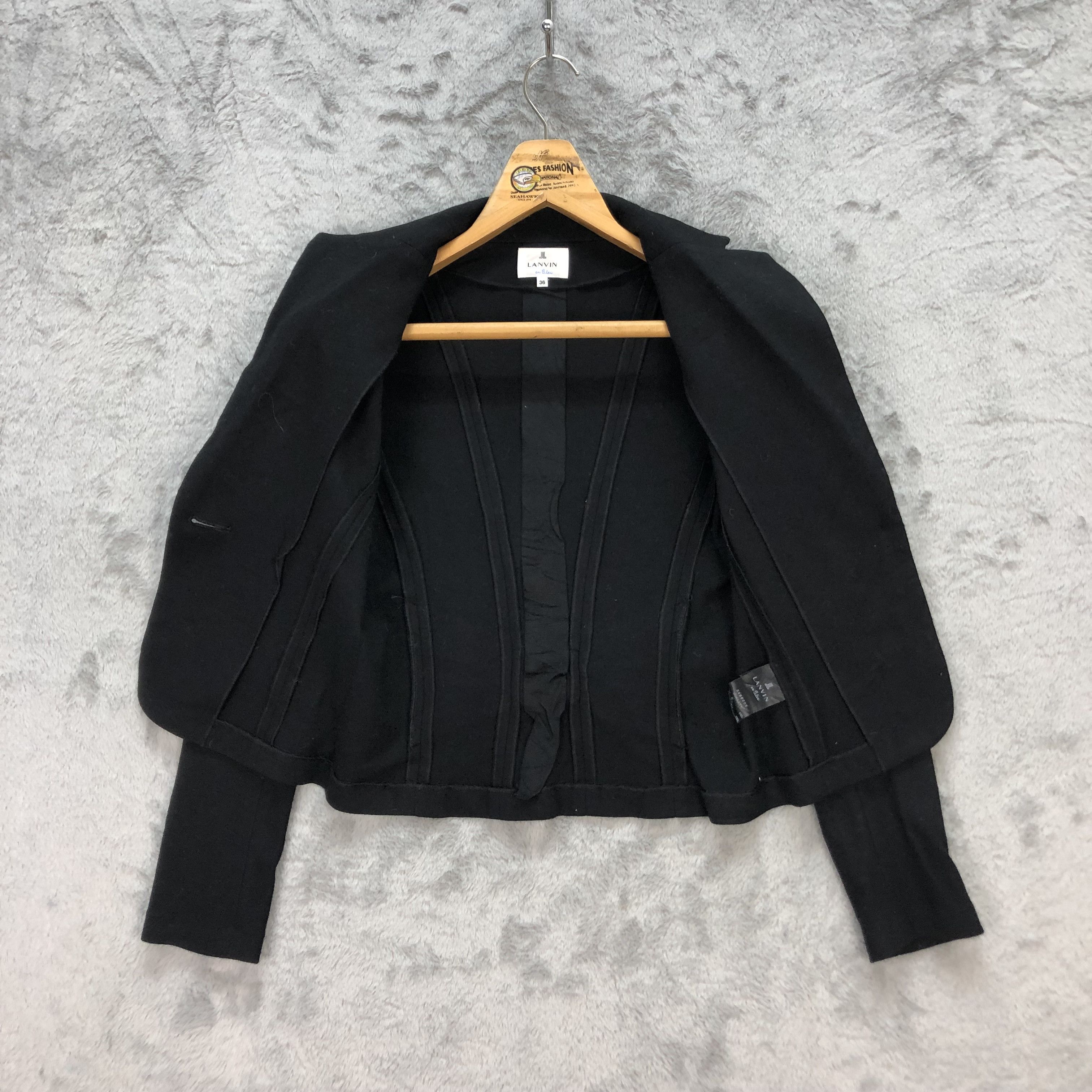 Lanvin LANVIN SINGLE BUTTON CROPPED JACKET / BLAZER #5609-200 Size XS / US 0-2 / IT 36-38 - 6 Thumbnail