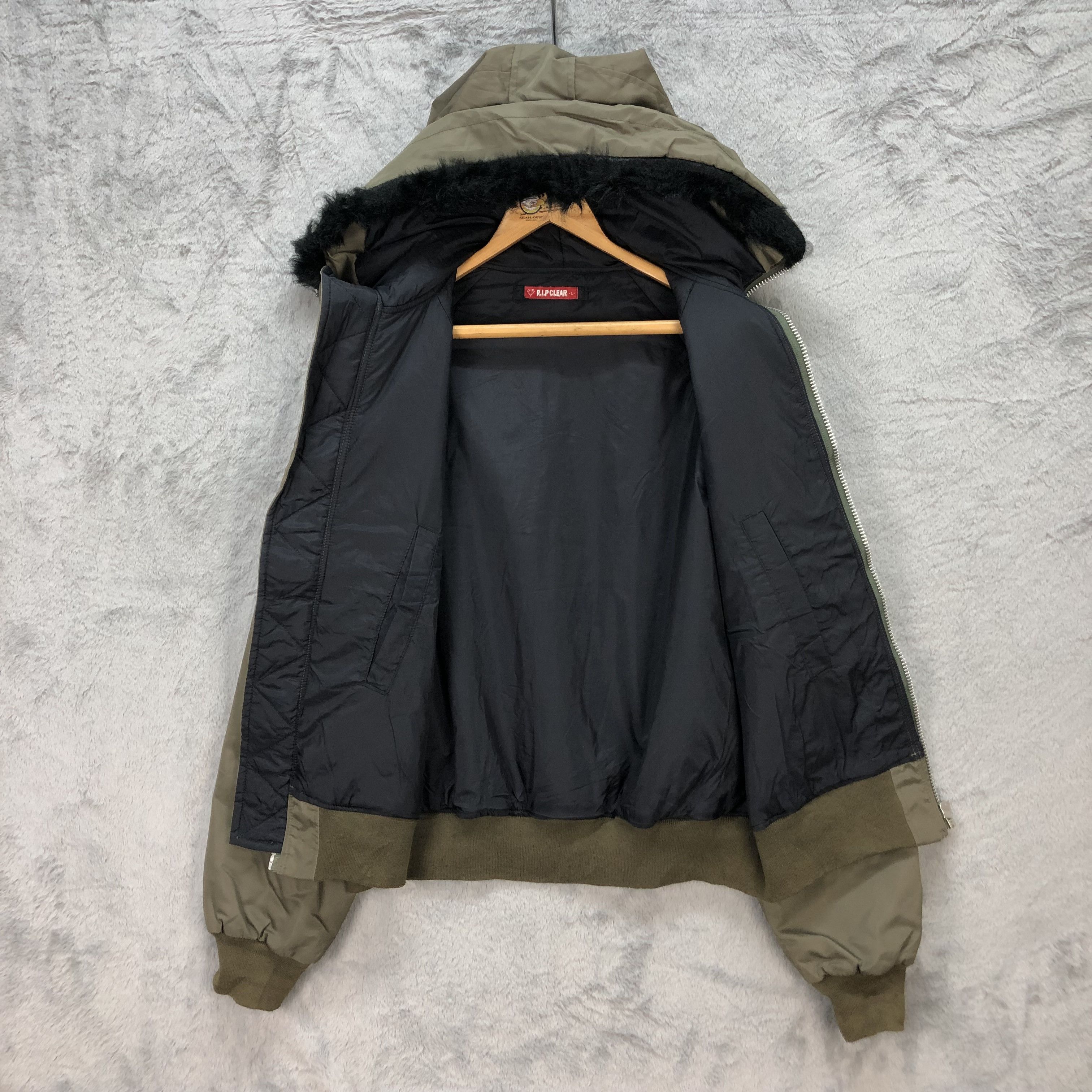 Japanese Brand R.I.P CLEAR FUR HOODED MA-1 BOMBER JACKET #5530-195 Size US L / EU 52-54 / 3 - 9 Thumbnail
