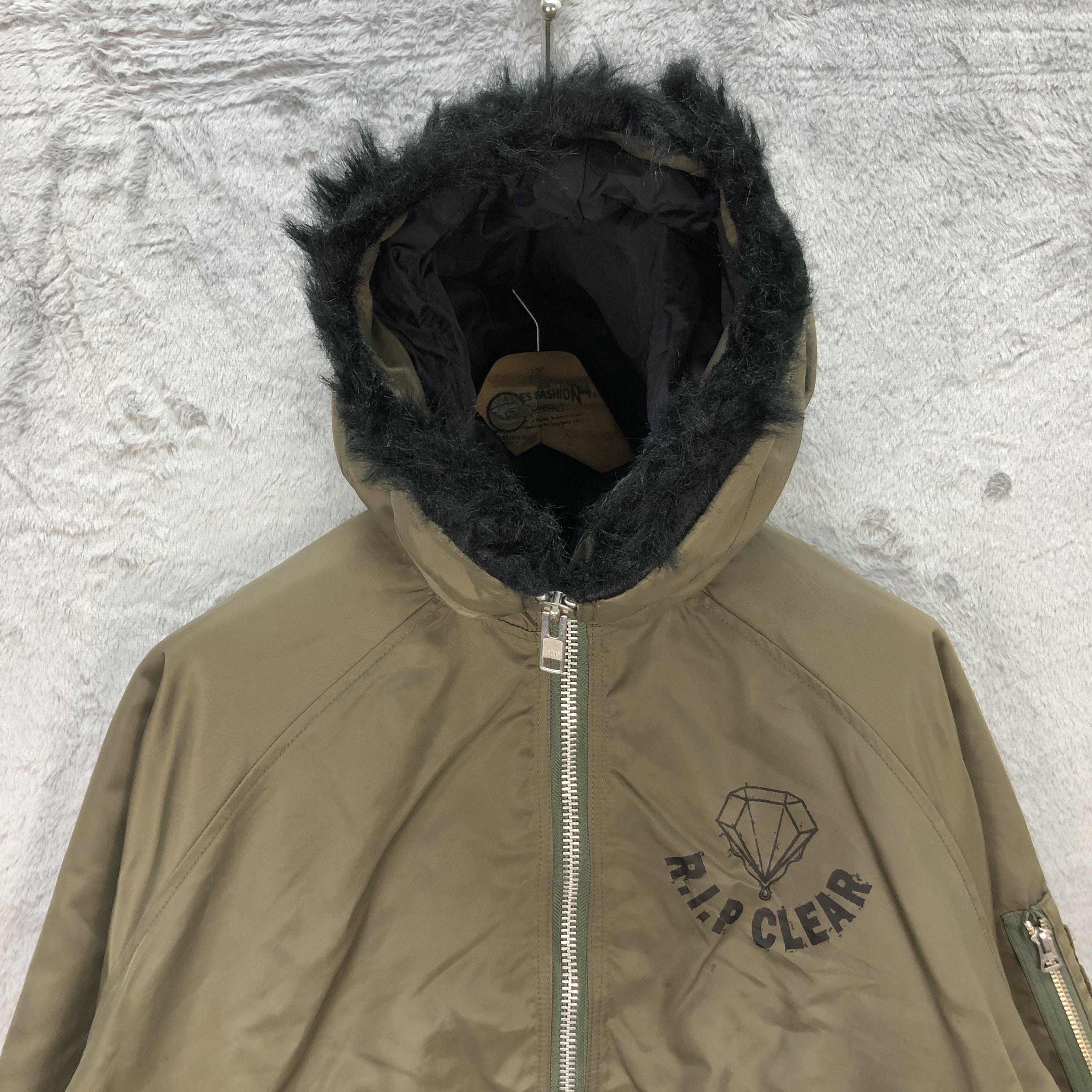 Japanese Brand R.I.P CLEAR FUR HOODED MA-1 BOMBER JACKET #5530-195 Size US L / EU 52-54 / 3 - 2 Thumbnail