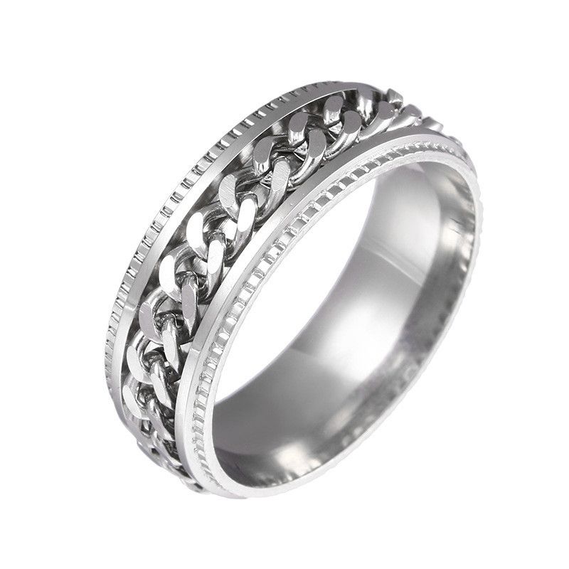 Jewelry Curb Chain Spinner Ring Size ONE SIZE - 1 Thumbnail