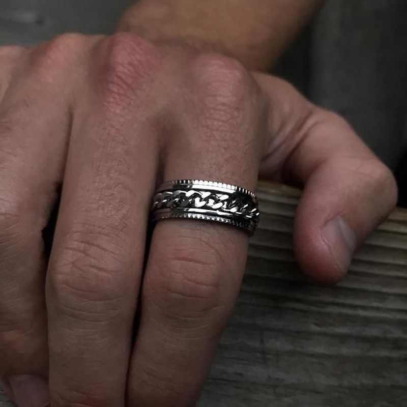 Jewelry Curb Chain Spinner Ring Size ONE SIZE - 4 Thumbnail