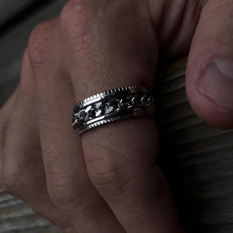 Jewelry Curb Chain Spinner Ring Size ONE SIZE - 3 Thumbnail