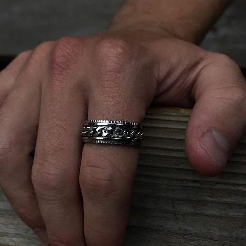 Jewelry Curb Chain Spinner Ring Size ONE SIZE - 2 Thumbnail
