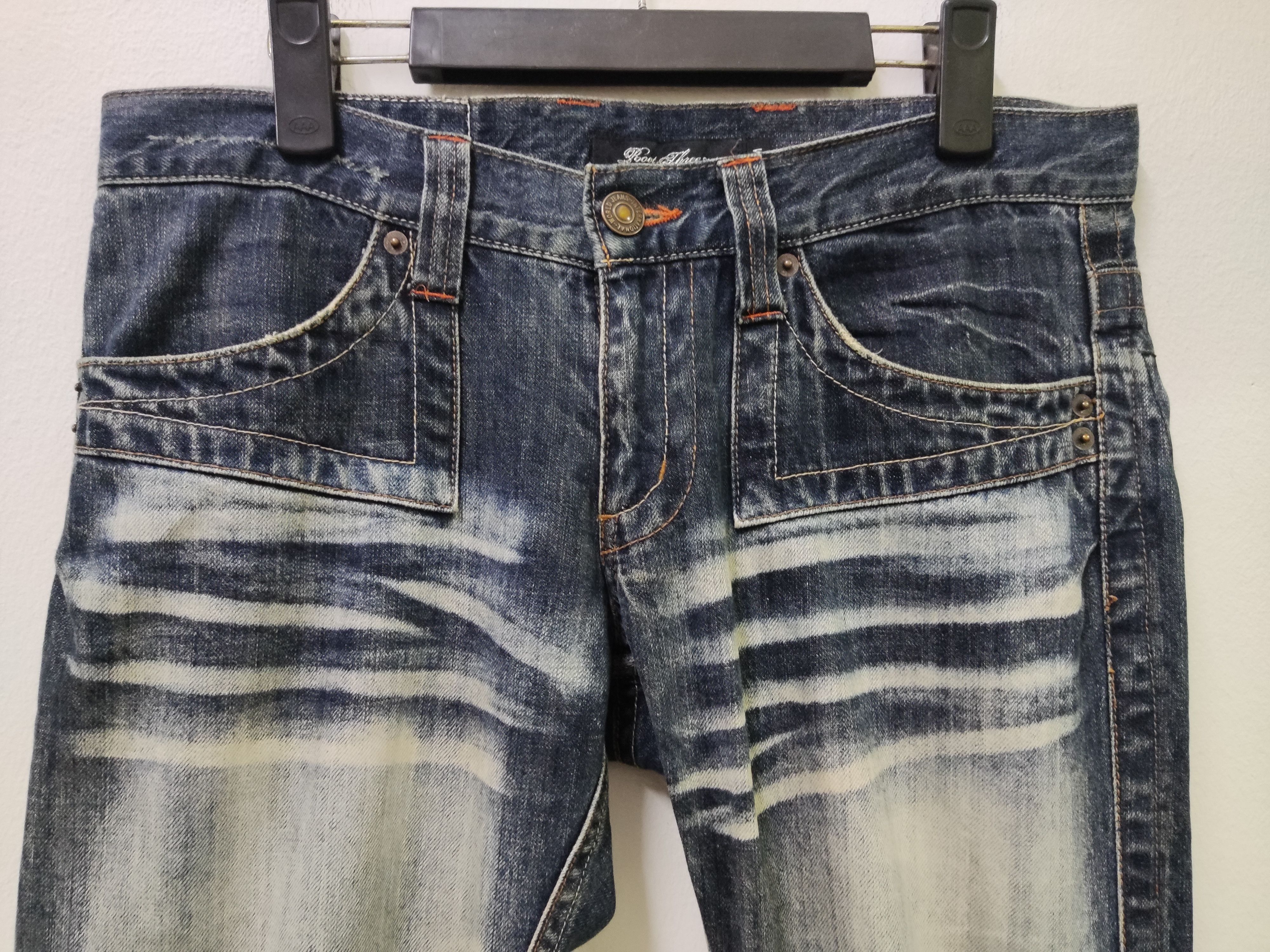 Japanese Brand Root Three Boot Cut Acid Wash Jeans Size US 33 - 3 Thumbnail