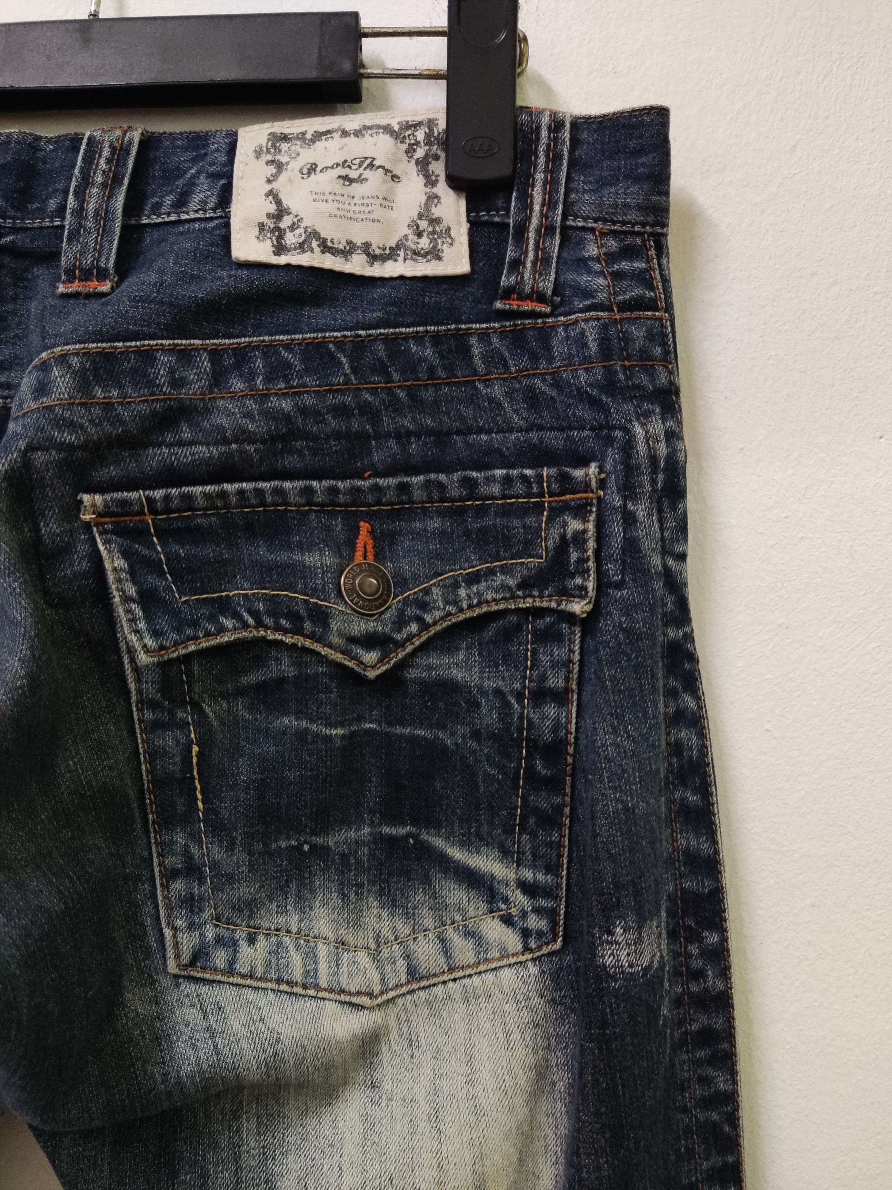 Japanese Brand Root Three Boot Cut Acid Wash Jeans Size US 33 - 11 Thumbnail
