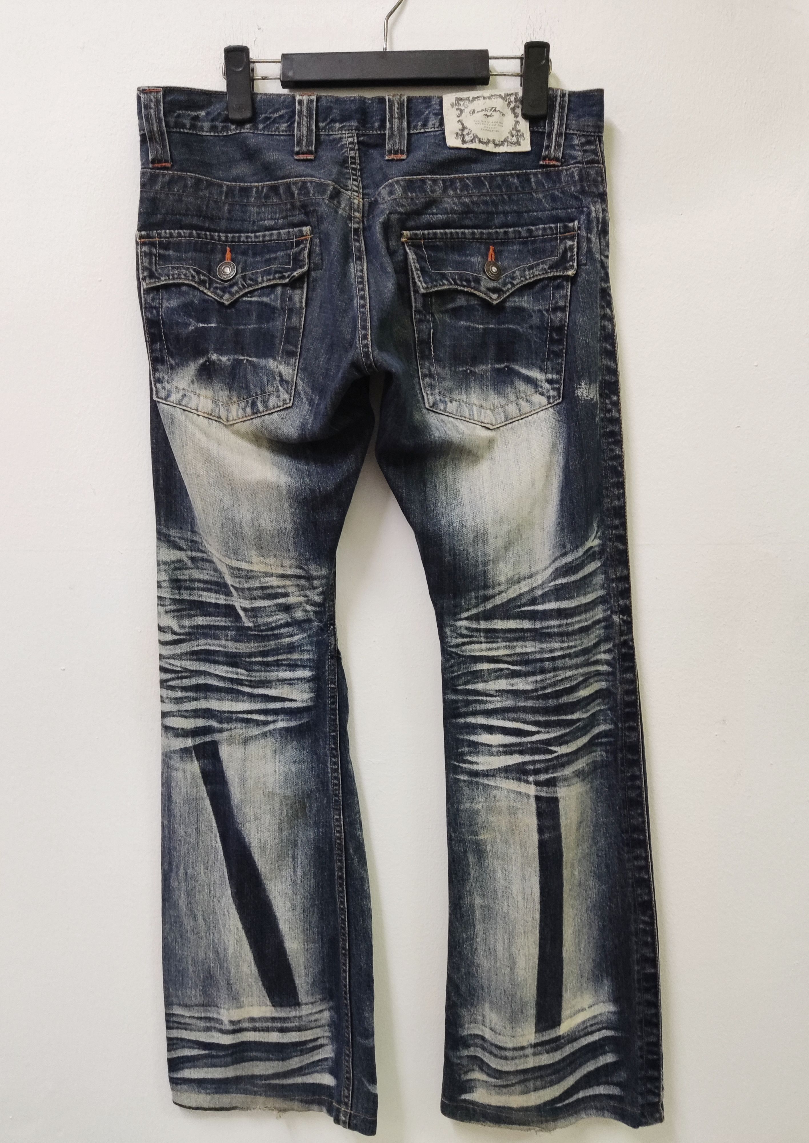 Japanese Brand Root Three Boot Cut Acid Wash Jeans Size US 33 - 2 Thumbnail