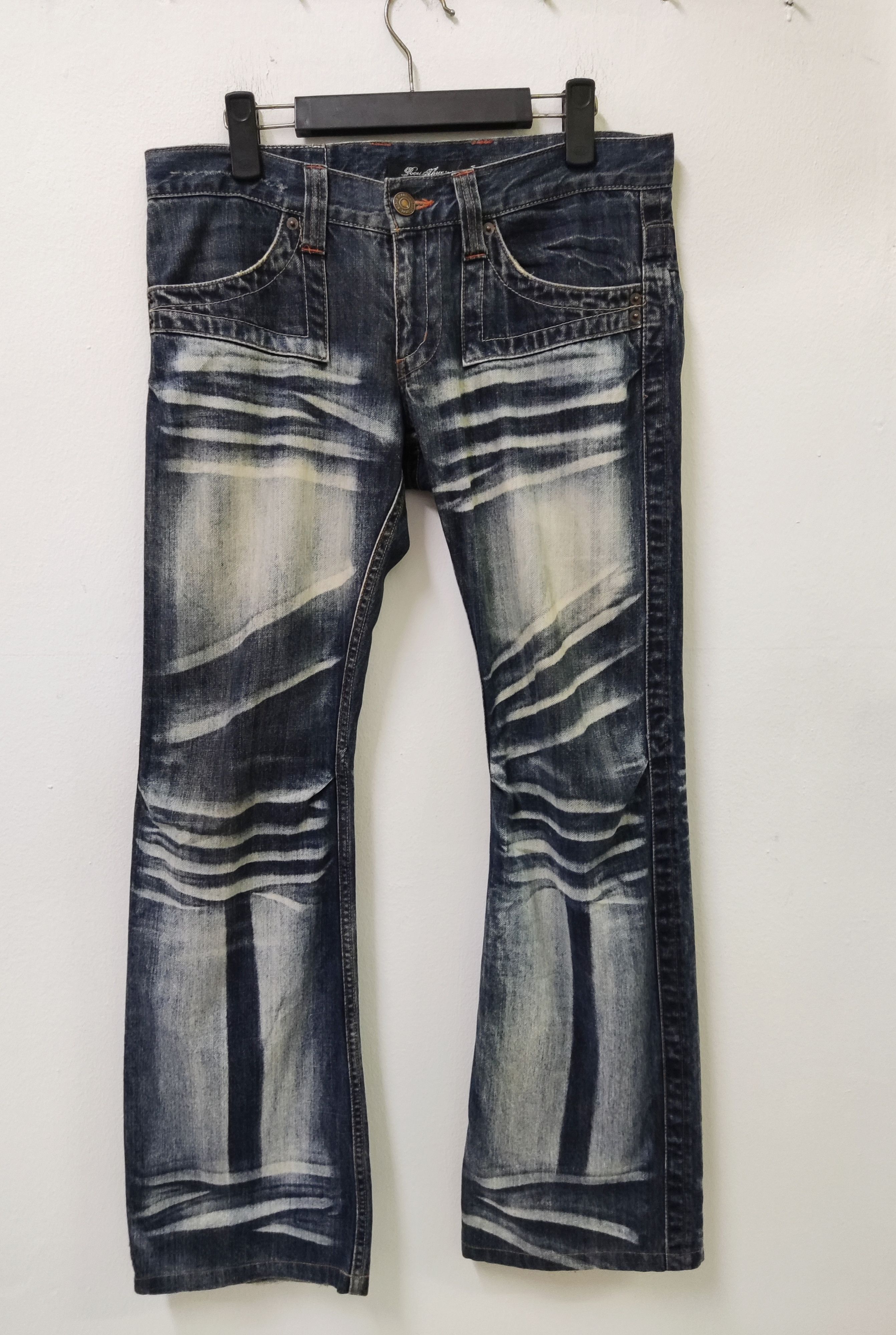 Japanese Brand Root Three Boot Cut Acid Wash Jeans Size US 33 - 1 Thumbnail
