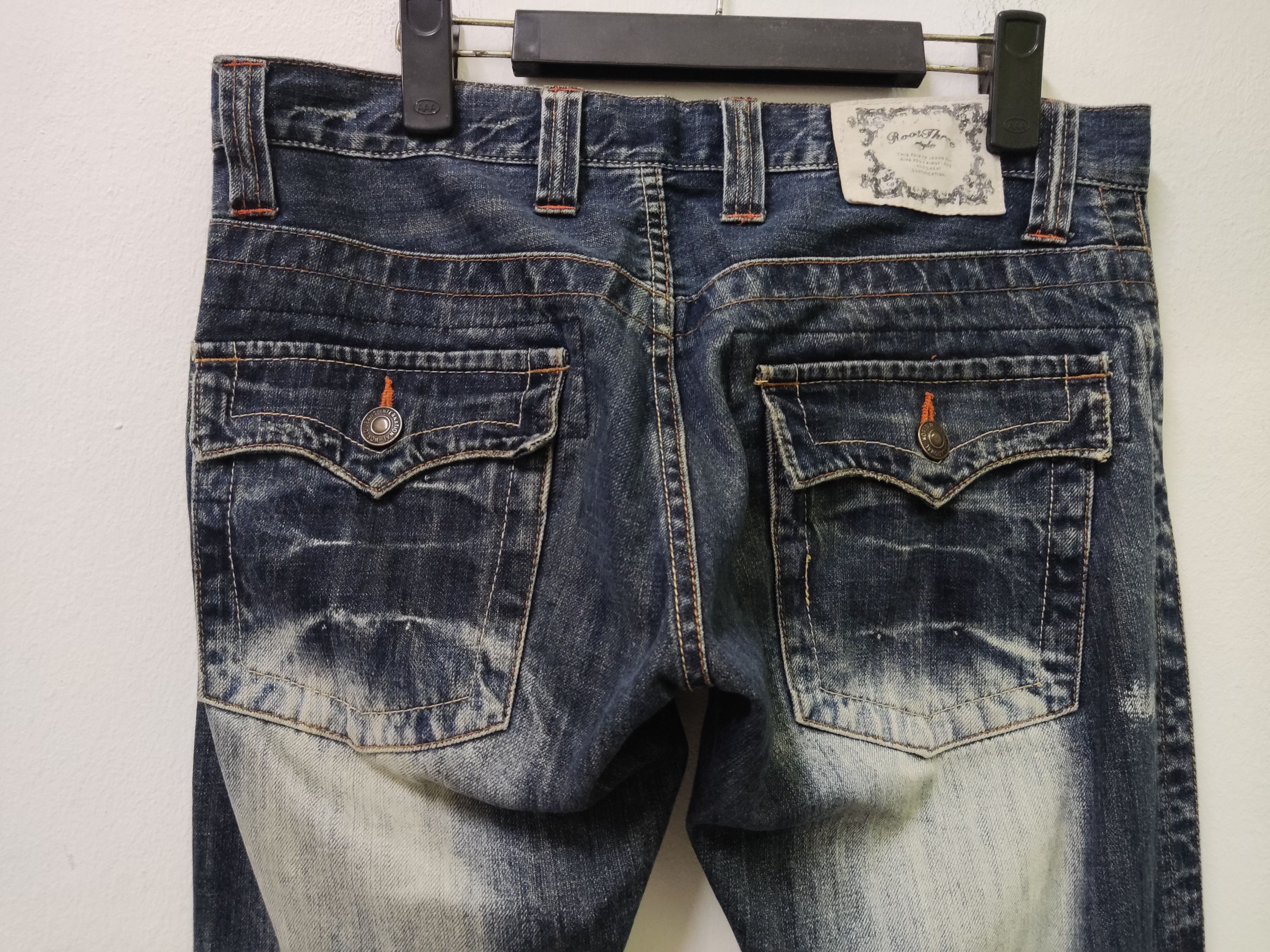 Japanese Brand Root Three Boot Cut Acid Wash Jeans Size US 33 - 9 Thumbnail