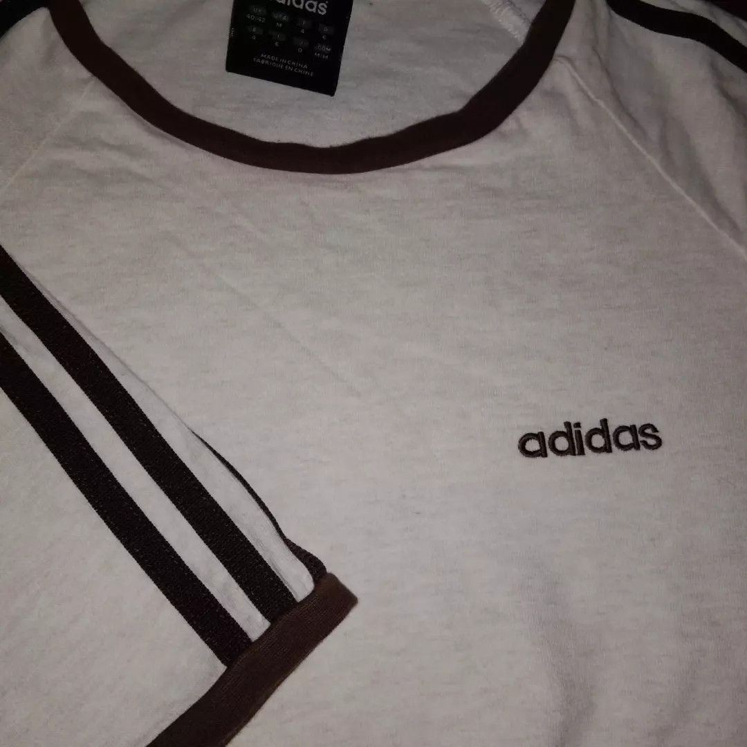 Adidas VTG y2k 2000s Adidas ringer tan/brown tshirt retro classic Size US M / EU 48-50 / 2 - 1 Thumbnail