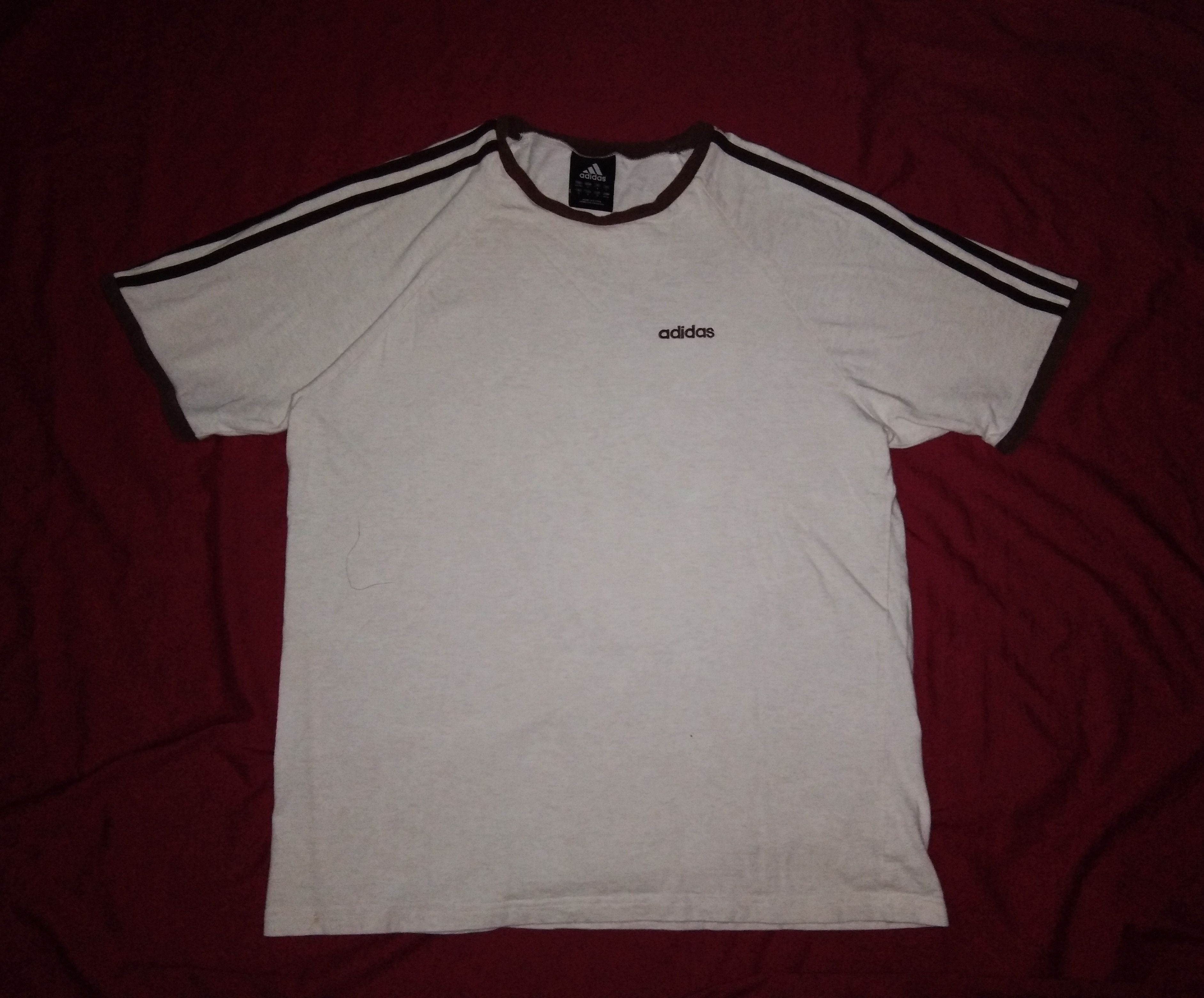 Adidas VTG y2k 2000s Adidas ringer tan/brown tshirt retro classic Size US M / EU 48-50 / 2 - 2 Thumbnail