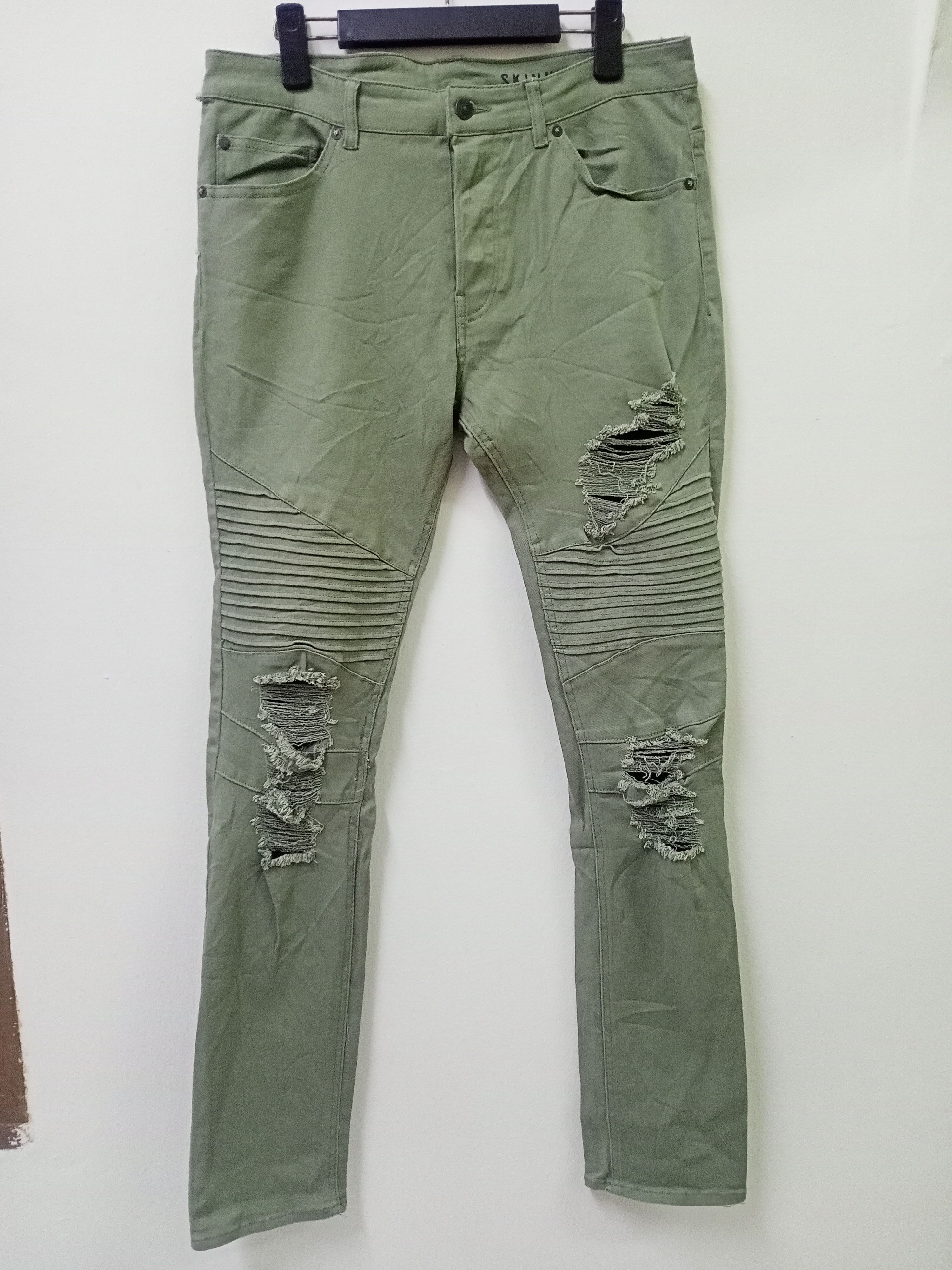image of H&m Distressed Denim Skinny Biker Jeans in Brown, Men's (Size 32)