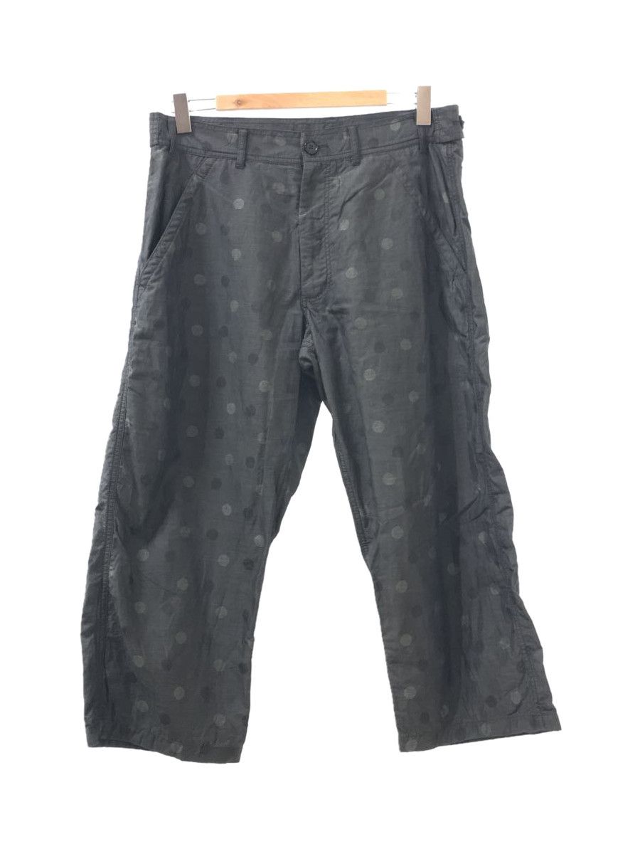 Cropped Pants Gray Dot Pattern Zip Fly Cotton
