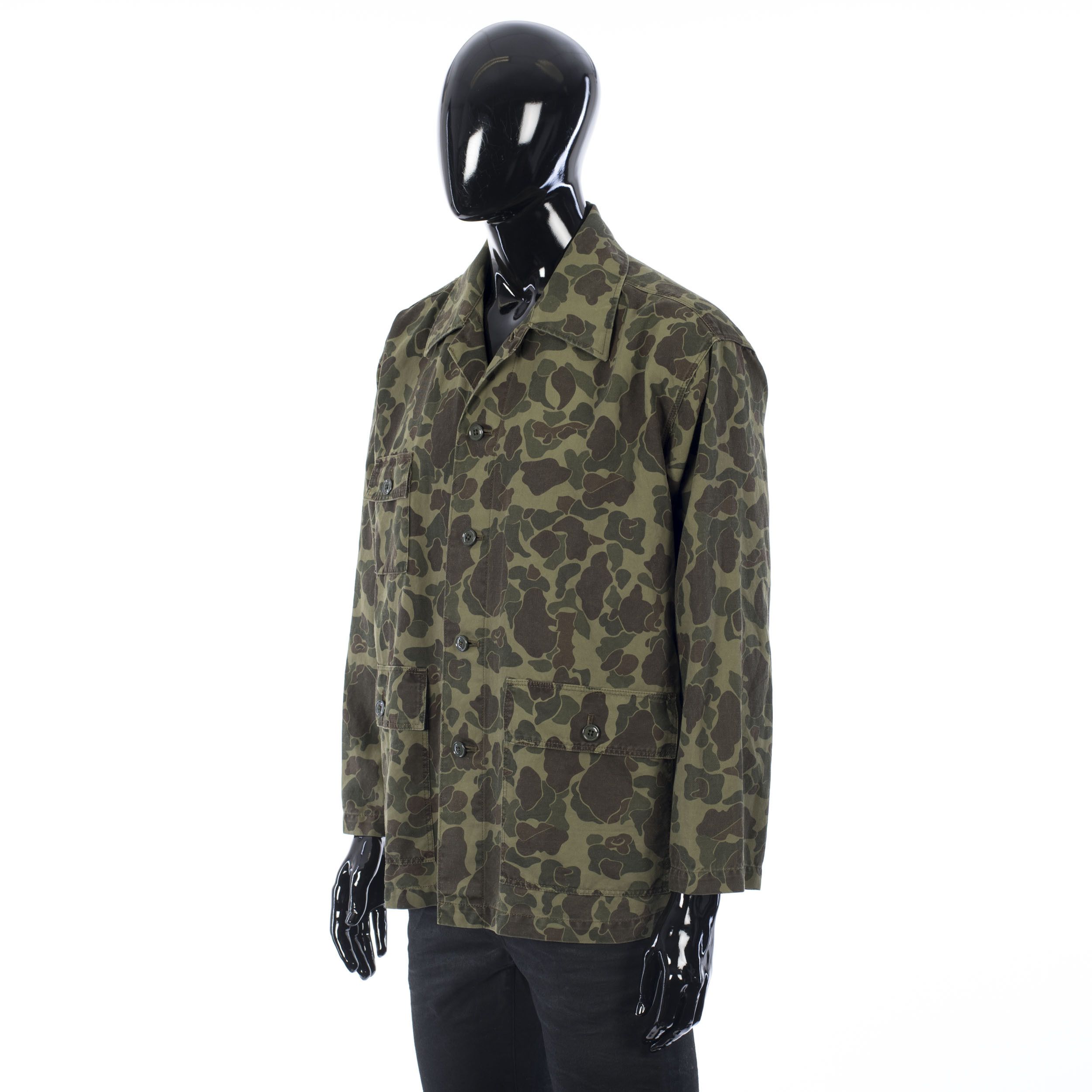 Celine × Hedi Slimane Military Overshirt In Camouflage Printed Cotton & Ramie Size US S / EU 44-46 / 1 - 2 Thumbnail