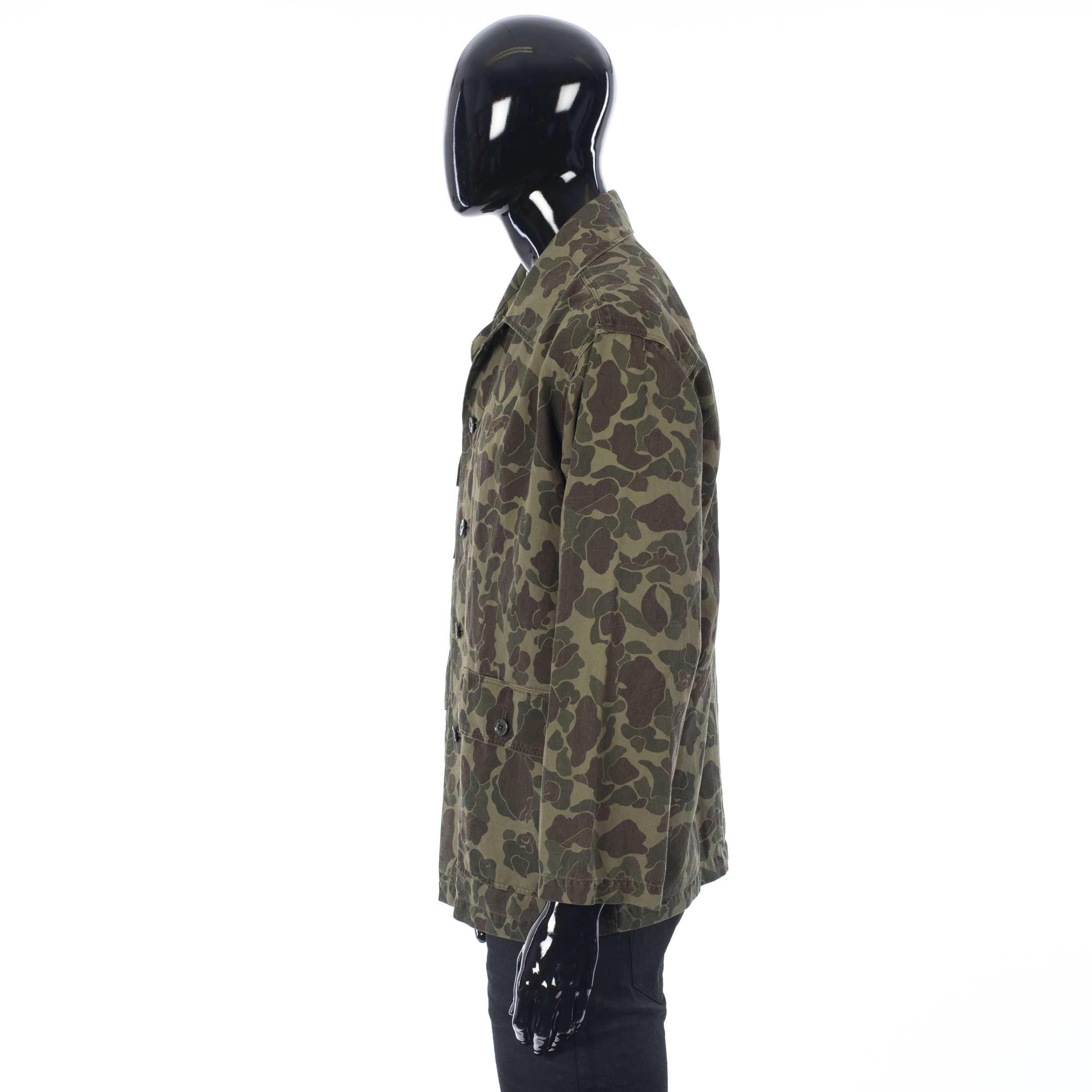 Celine × Hedi Slimane Military Overshirt In Camouflage Printed Cotton & Ramie Size US S / EU 44-46 / 1 - 3 Thumbnail