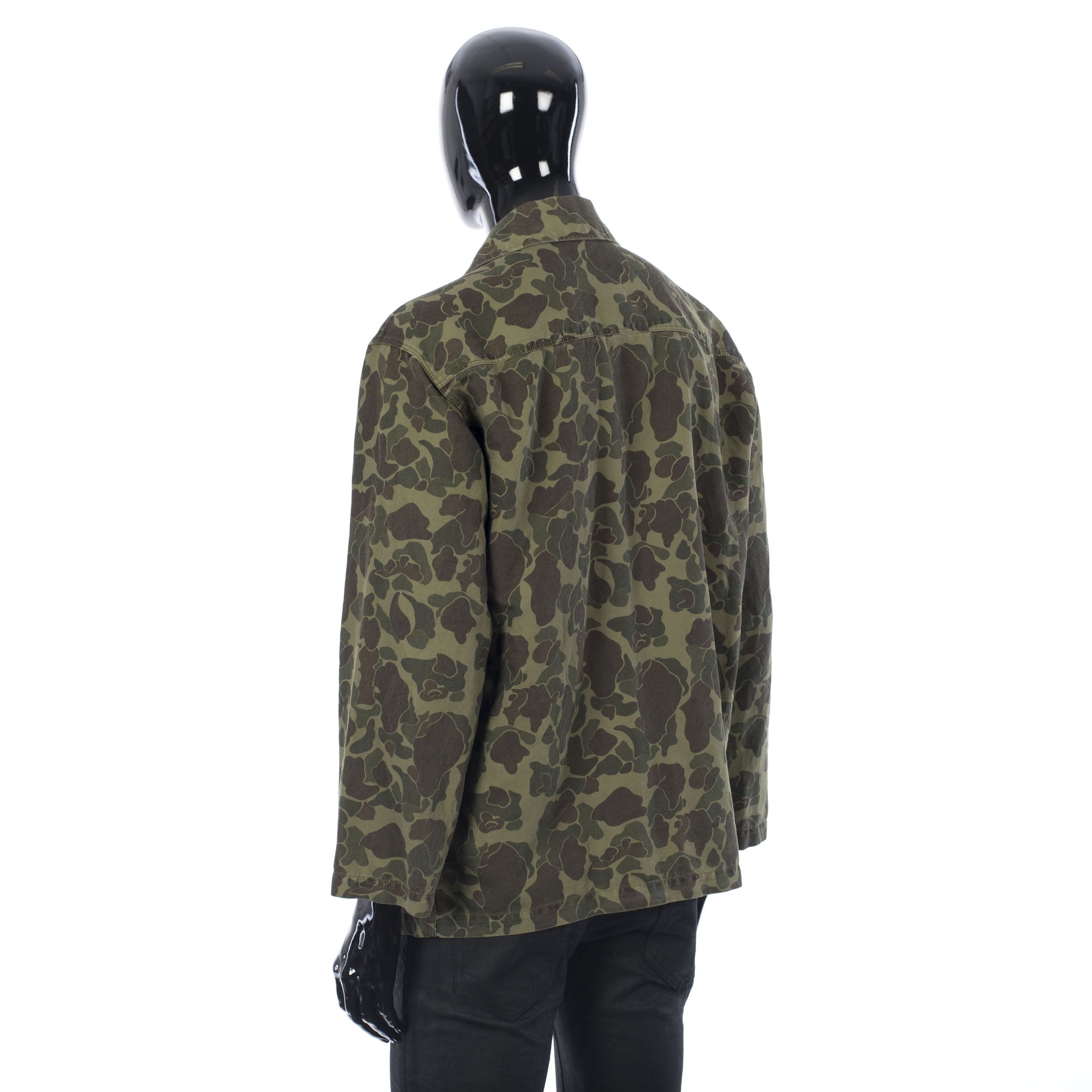 Celine × Hedi Slimane Military Overshirt In Camouflage Printed Cotton & Ramie Size US S / EU 44-46 / 1 - 4 Thumbnail