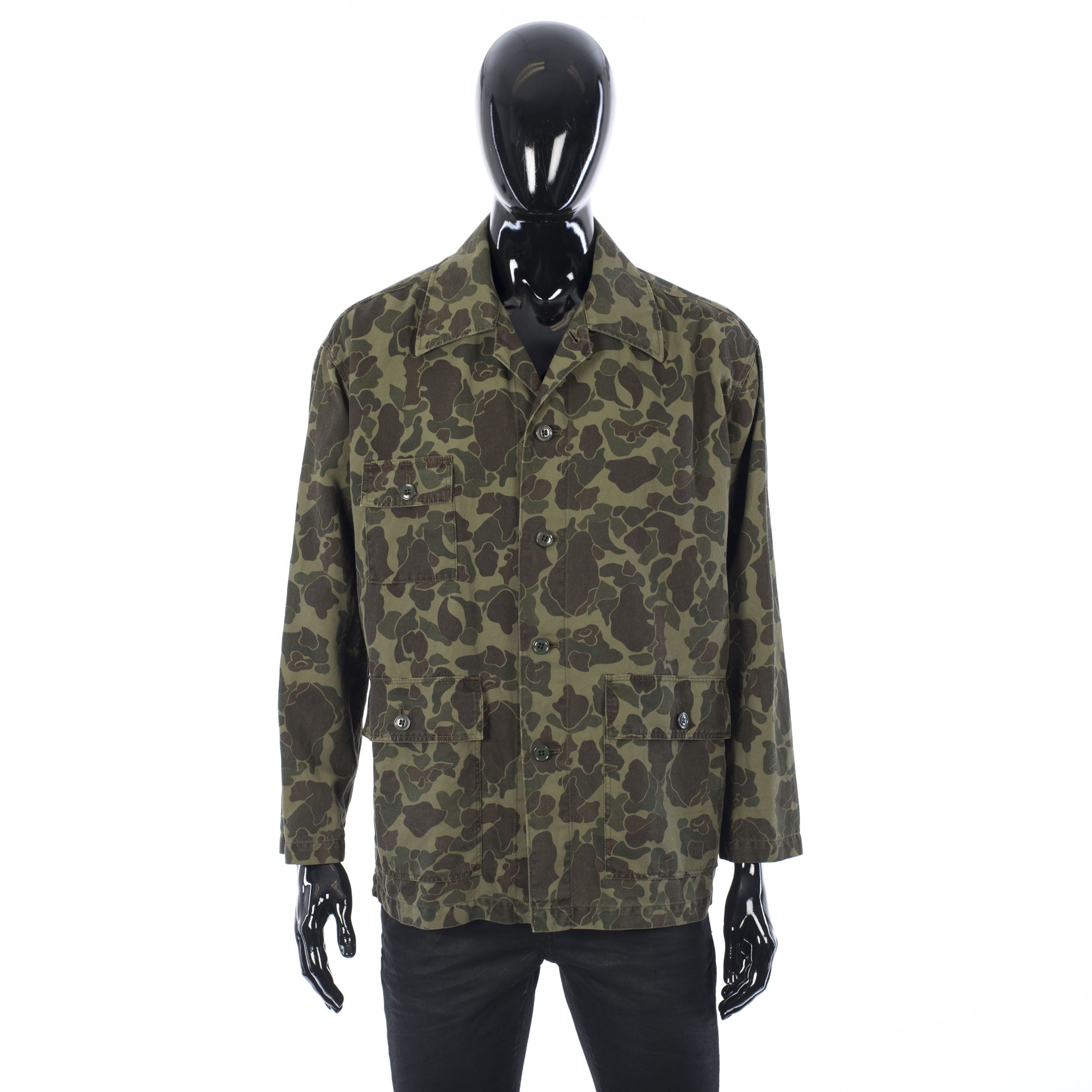 Celine × Hedi Slimane Military Overshirt In Camouflage Printed Cotton & Ramie Size US S / EU 44-46 / 1 - 1 Thumbnail