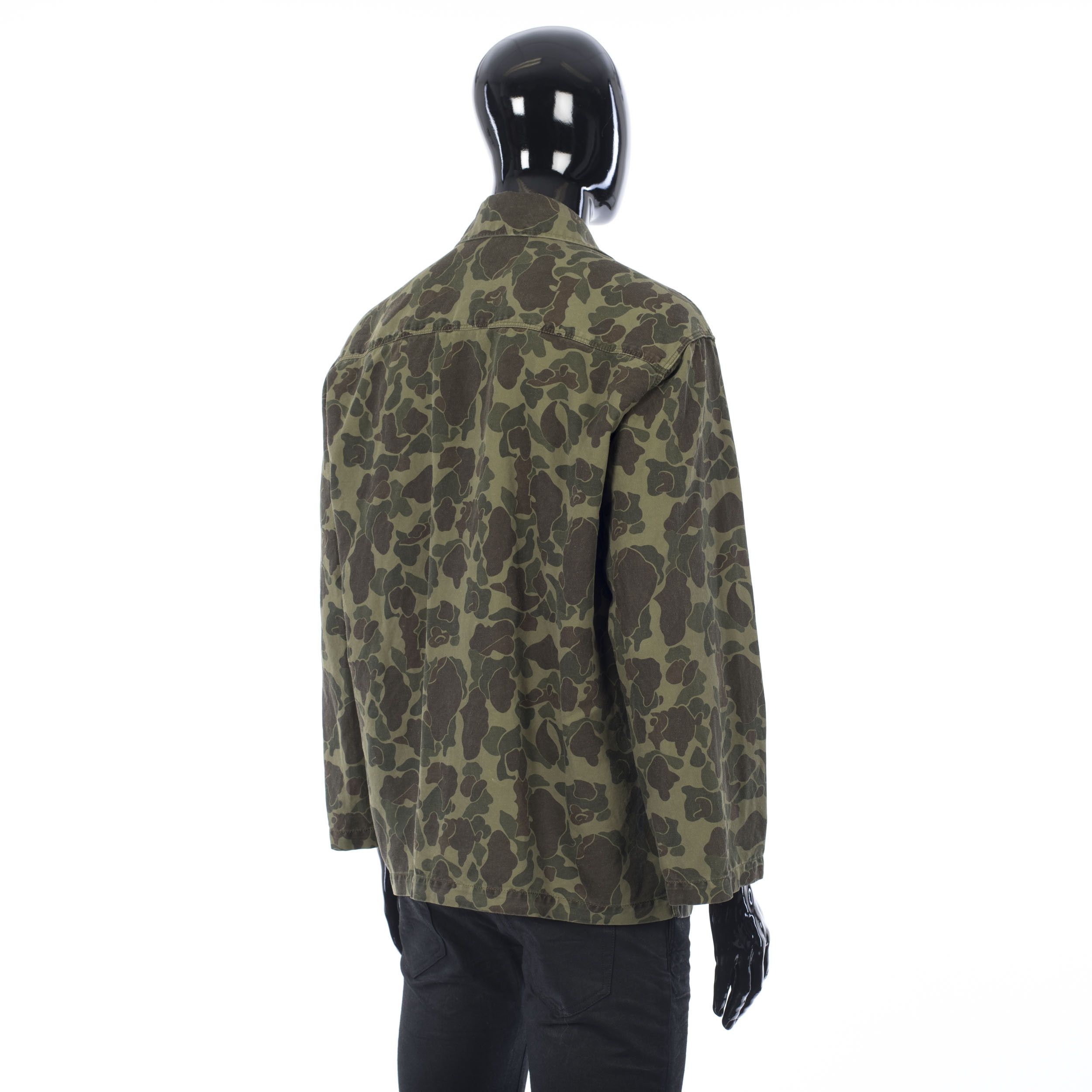 Celine × Hedi Slimane Military Overshirt In Camouflage Printed Cotton & Ramie Size US S / EU 44-46 / 1 - 6 Thumbnail