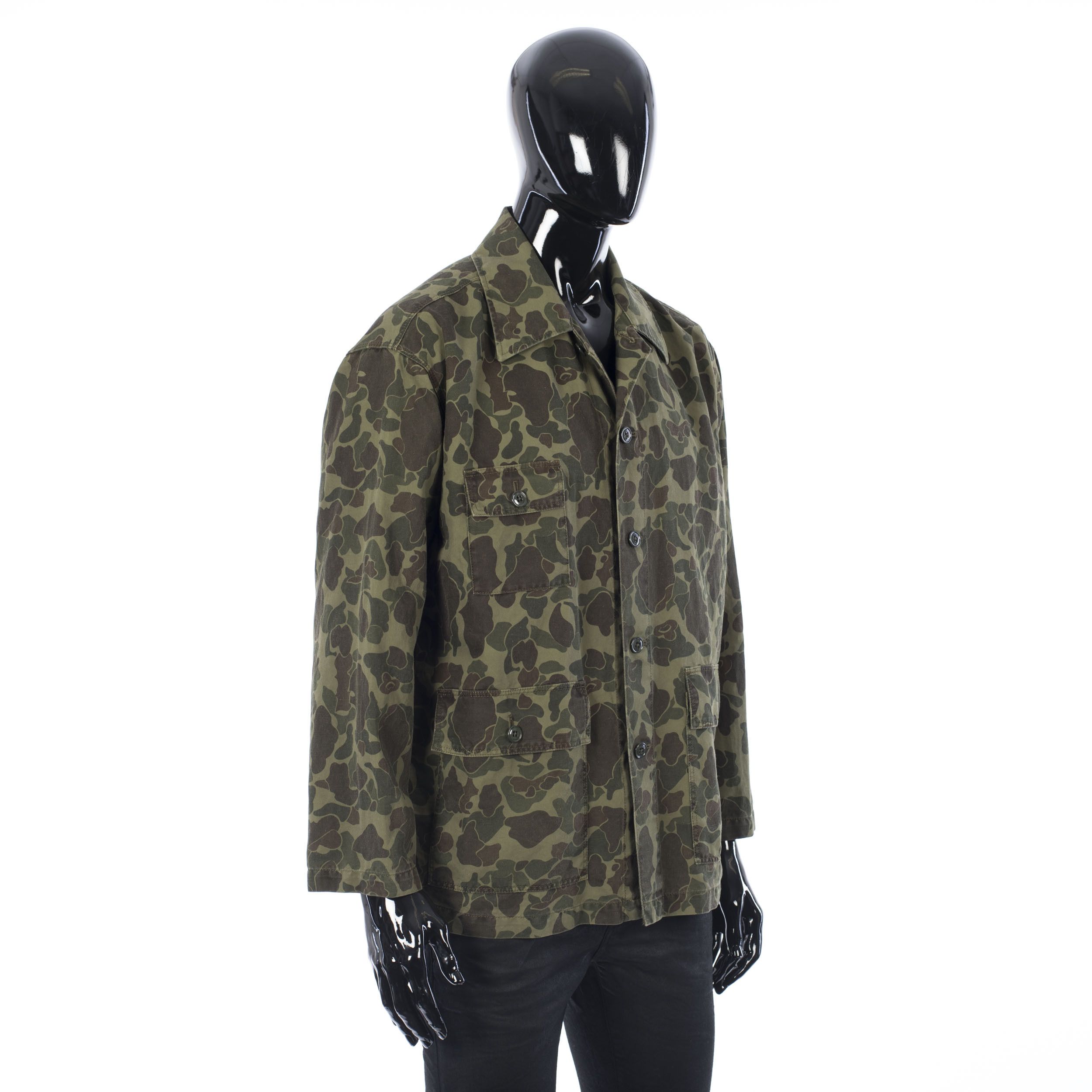 Celine × Hedi Slimane Military Overshirt In Camouflage Printed Cotton & Ramie Size US S / EU 44-46 / 1 - 8 Thumbnail