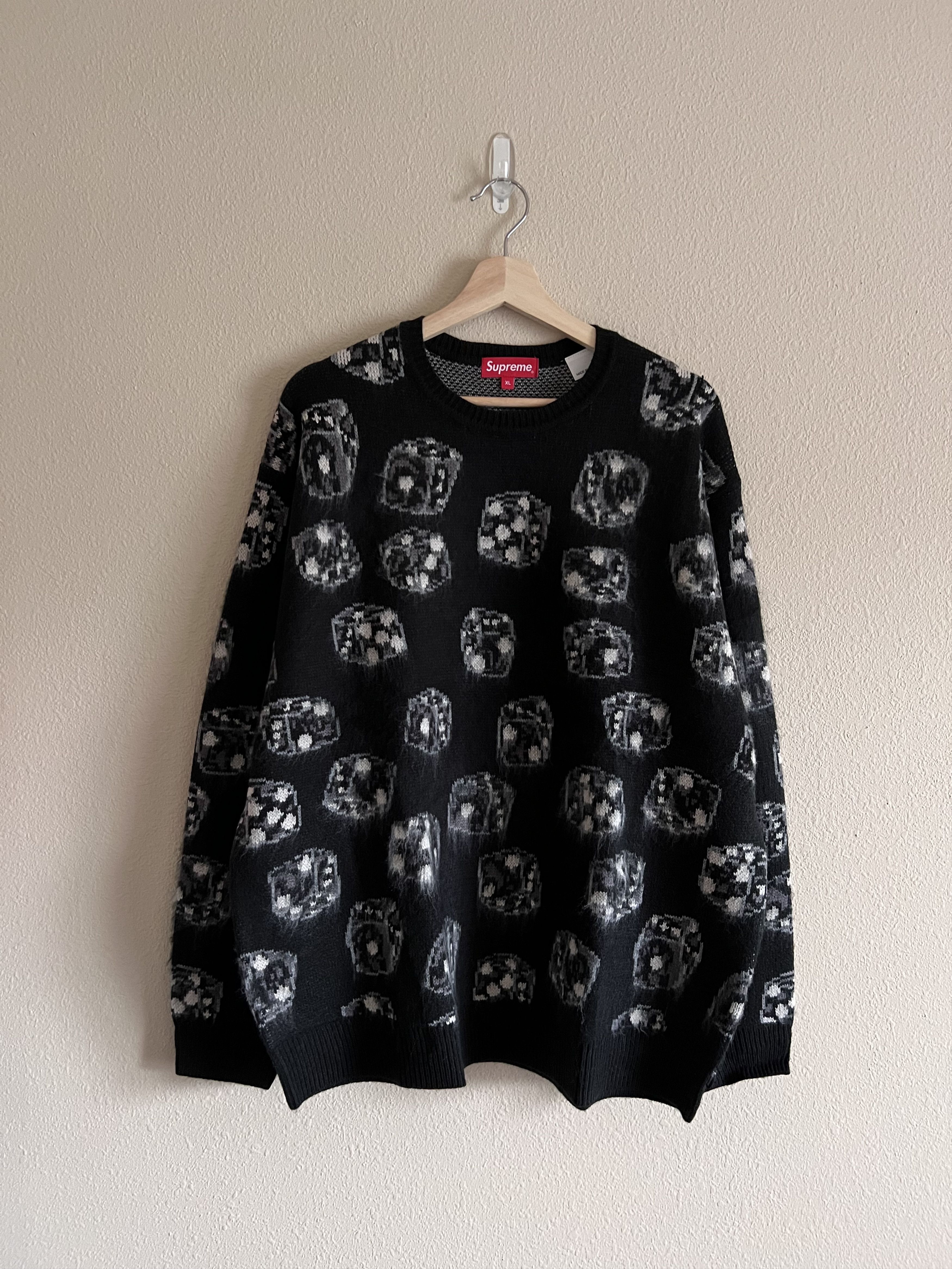 Supreme Supreme Fuzzy Dice Sweater in Black | Grailed