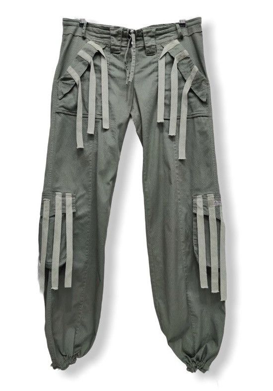 image of Grailed Tobbaco Bondage Laced Drawstring Stretchy Cargo Pant in Light Green Army, Men's (Size 34)