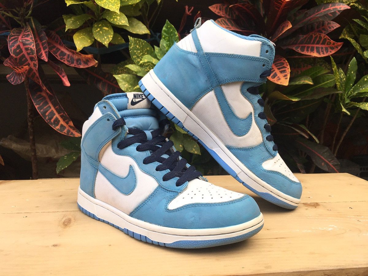 Nike Nike Dunk High White University Blue Obsidian 2009 Size US 7.5 / EU 40-41 - 2 Thumbnail