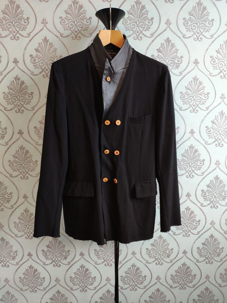Comme des Garcons Homme Plus ARCHIVE ! AW2002 double breasted blazer with leather collar Size US M / EU 48-50 / 2 - 1 Thumbnail
