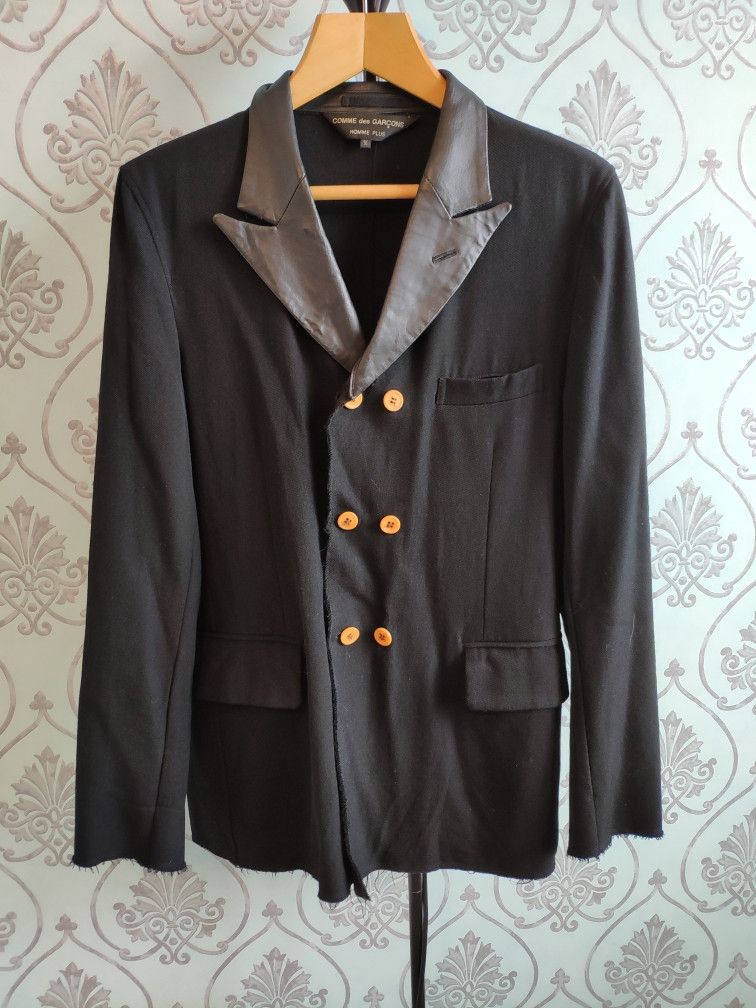 Comme des Garcons Homme Plus ARCHIVE ! AW2002 double breasted blazer with leather collar Size US M / EU 48-50 / 2 - 5 Thumbnail