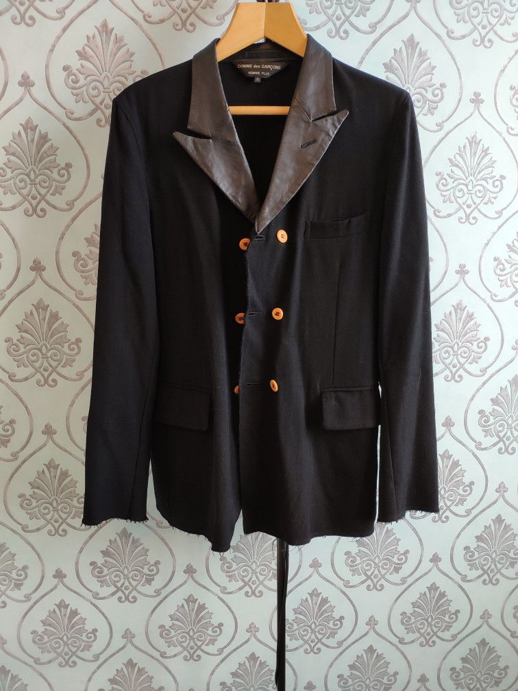 Comme des Garcons Homme Plus ARCHIVE ! AW2002 double breasted blazer with leather collar Size US M / EU 48-50 / 2 - 3 Thumbnail