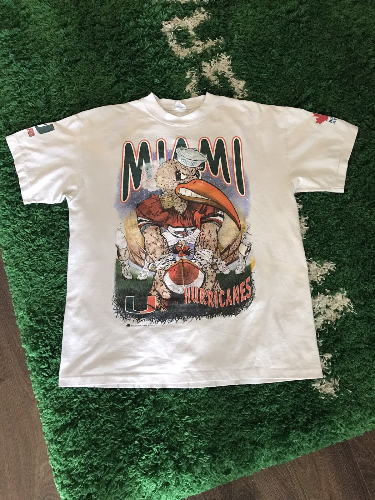 Vintage 90s Bulletin AOP Miami Hurricanes tee