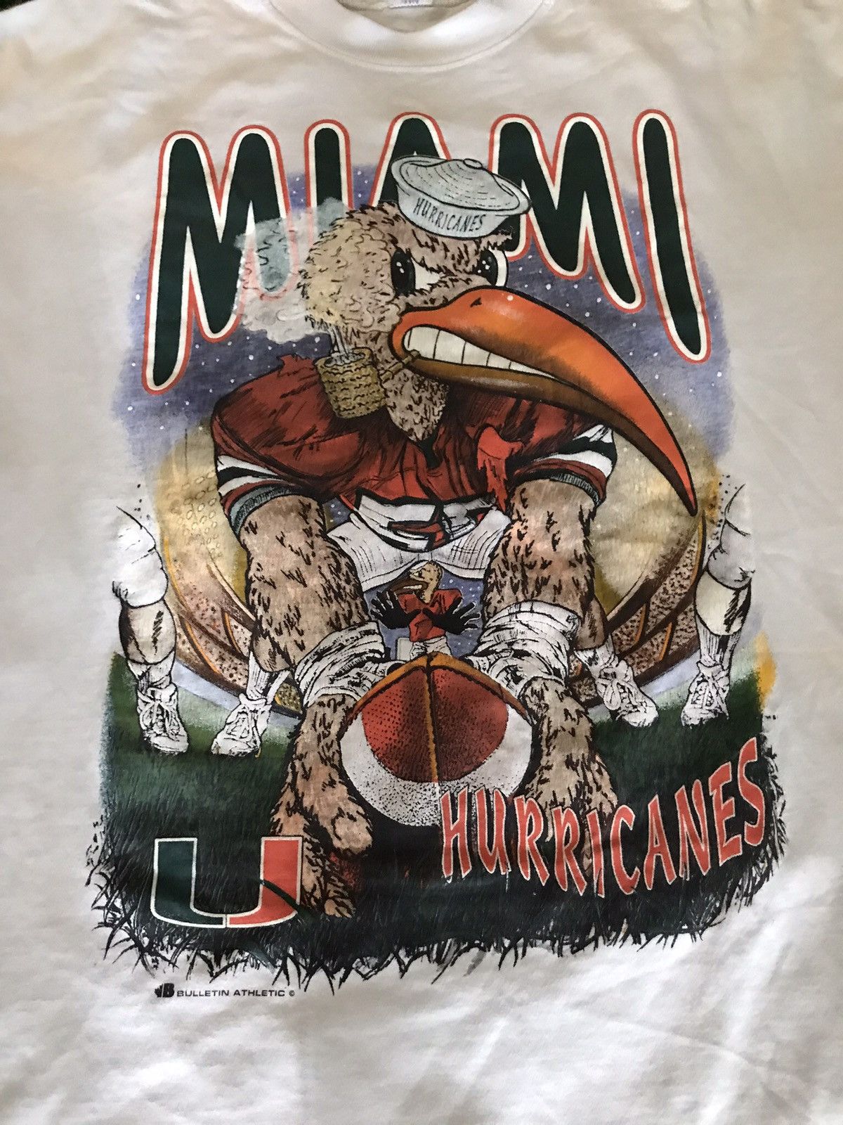 Vintage Vintage 90s Bulletin AOP Miami Hurricanes tee Size US XL / EU 56 / 4 - 2 Thumbnail