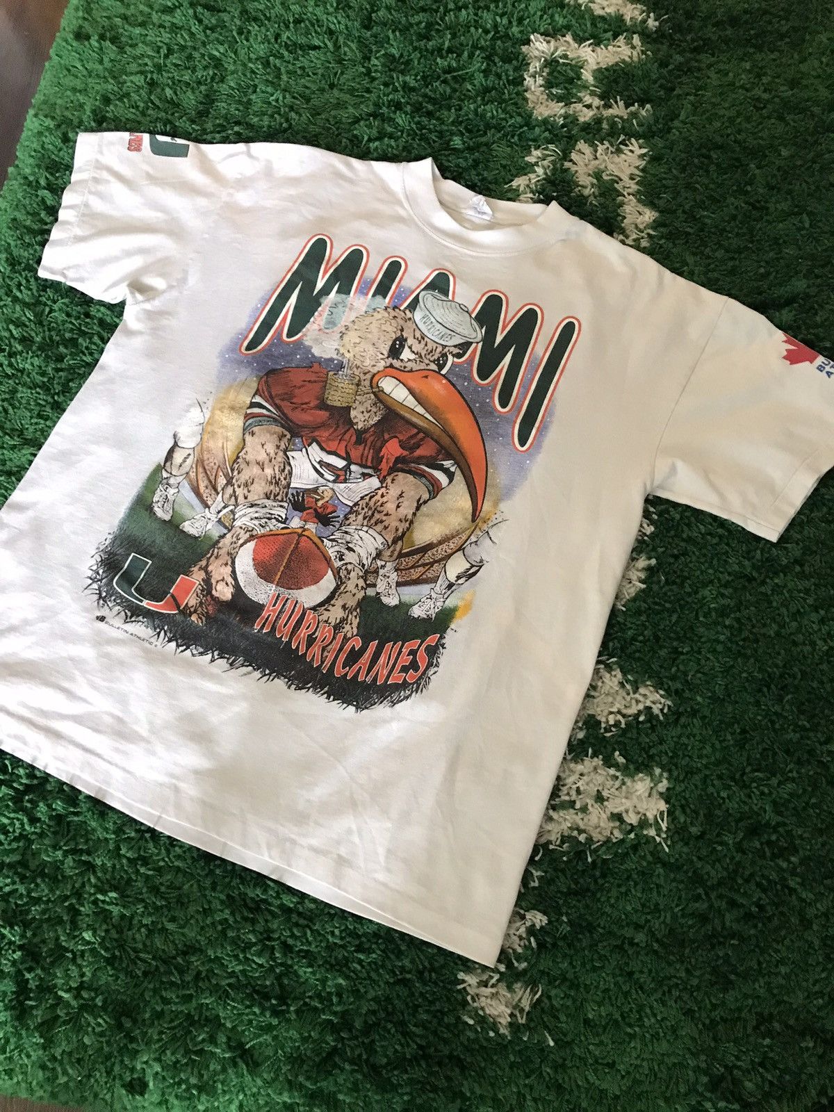 Vintage Vintage 90s Bulletin AOP Miami Hurricanes tee Size US XL / EU 56 / 4 - 3 Thumbnail