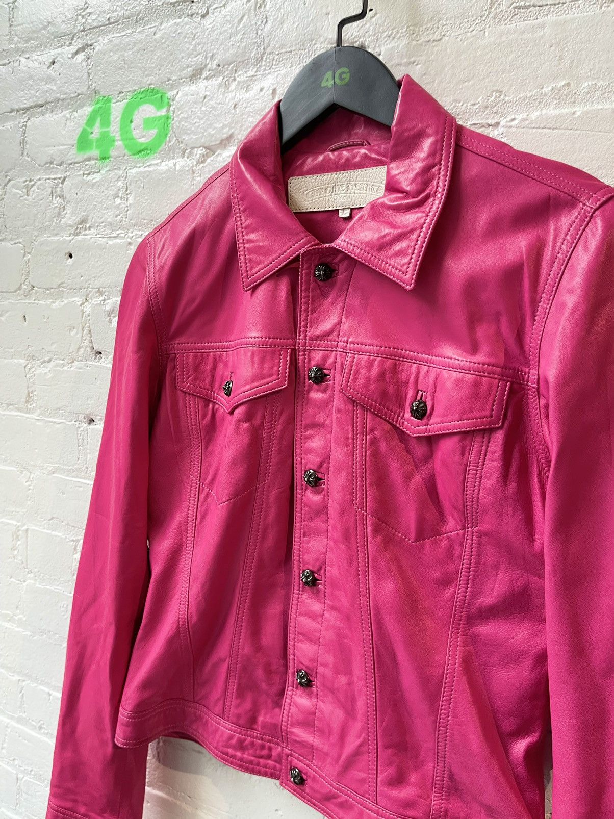 Chrome Hearts Chrome Hearts CRAZY CUSTOM PINK LEATHER JACKET Size L / US 10 / IT 46 - 13 Thumbnail