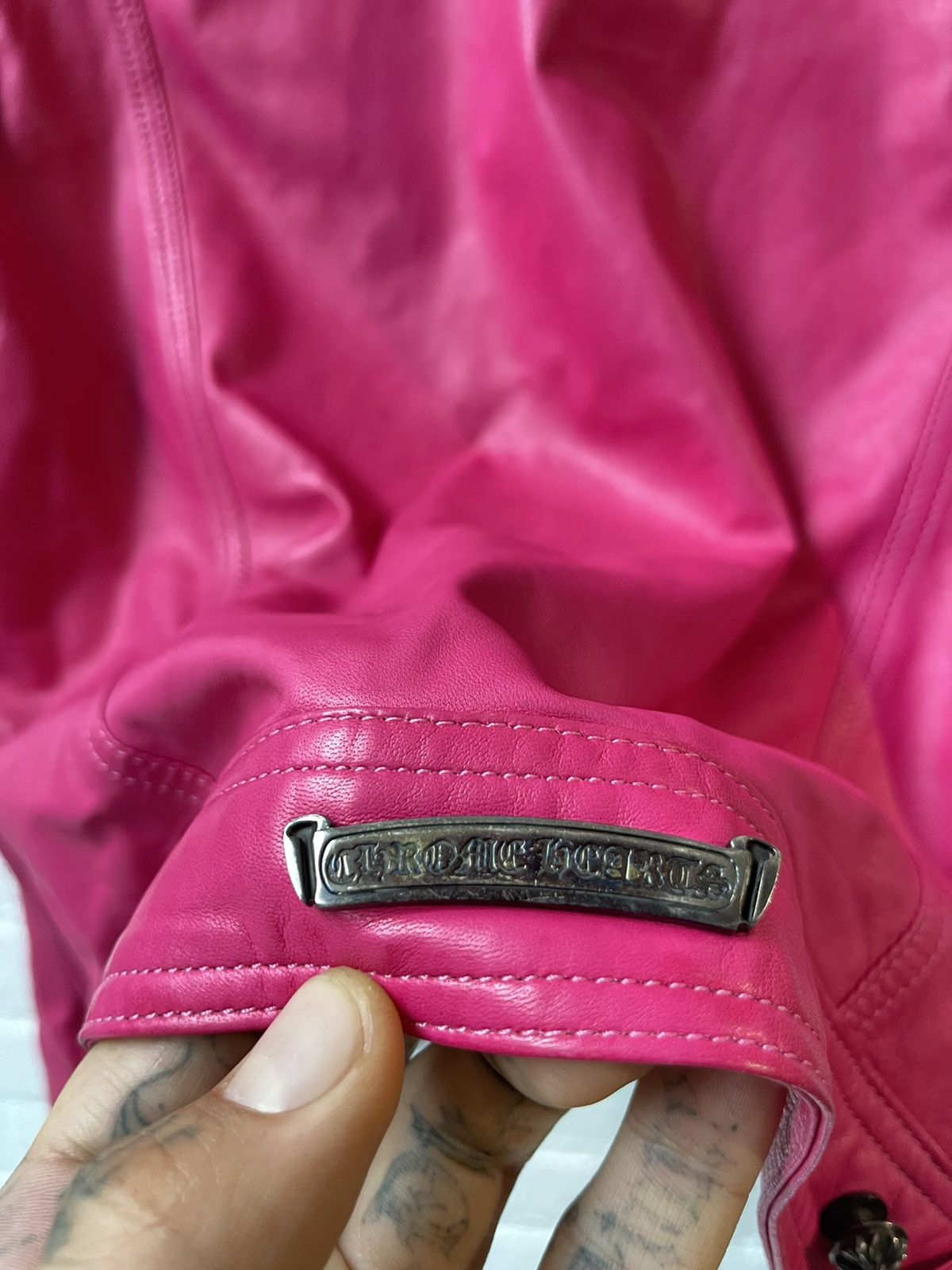 Chrome Hearts Chrome Hearts CRAZY CUSTOM PINK LEATHER JACKET Size L / US 10 / IT 46 - 7 Thumbnail