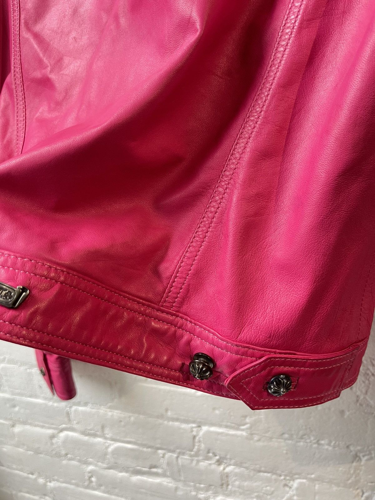 Chrome Hearts Chrome Hearts CRAZY CUSTOM PINK LEATHER JACKET Size L / US 10 / IT 46 - 8 Thumbnail