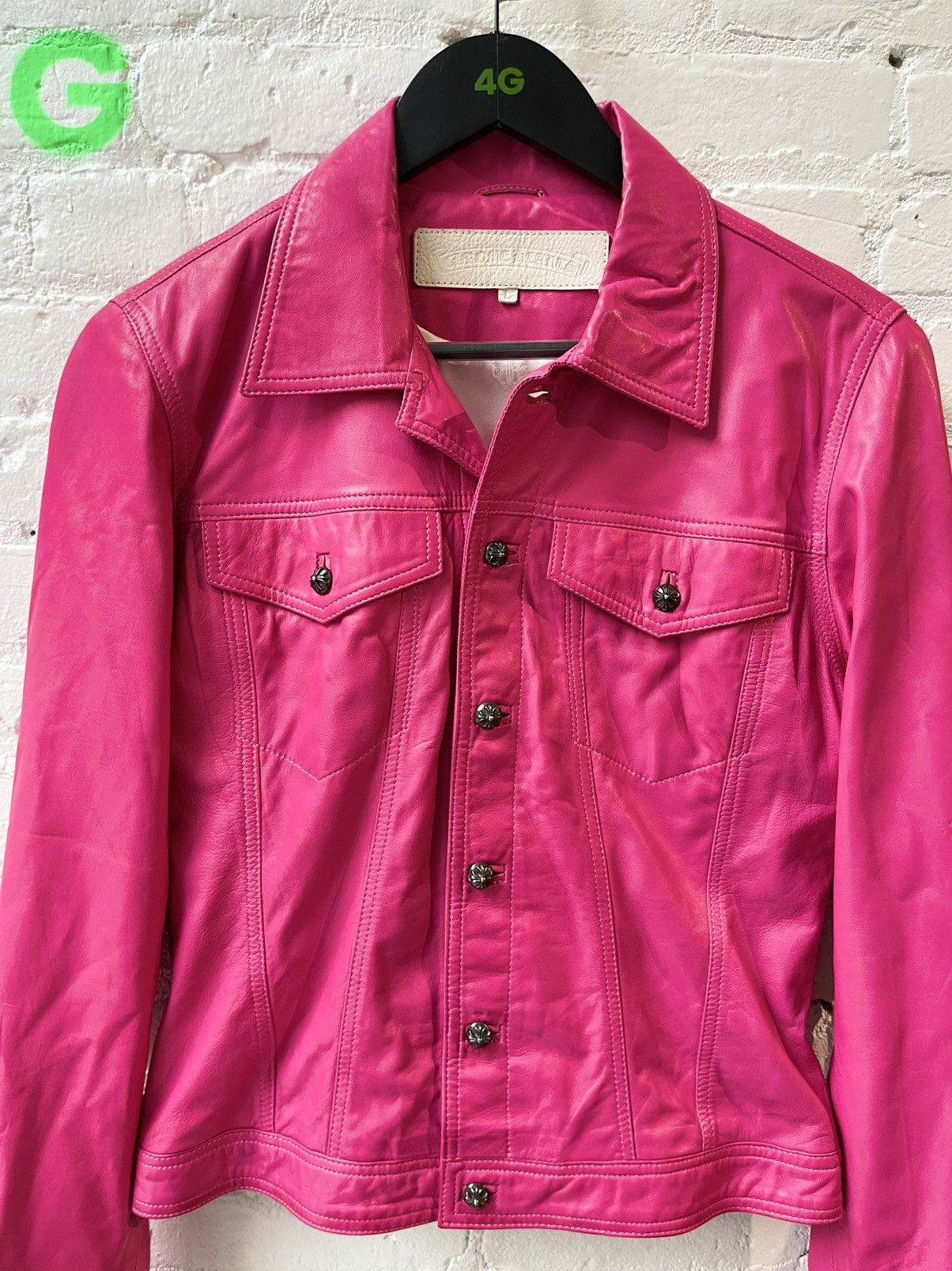 Chrome Hearts Chrome Hearts CRAZY CUSTOM PINK LEATHER JACKET Size L / US 10 / IT 46 - 14 Thumbnail
