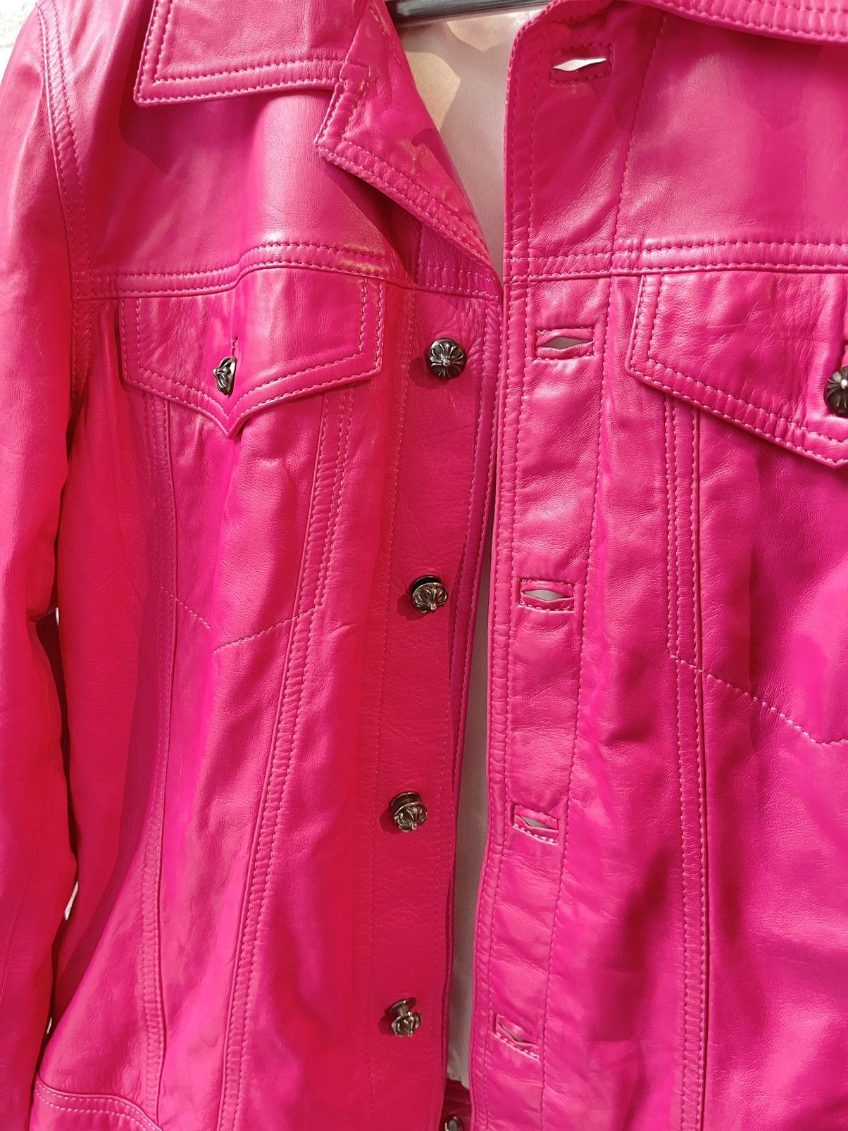 Chrome Hearts Chrome Hearts CRAZY CUSTOM PINK LEATHER JACKET Size L / US 10 / IT 46 - 3 Thumbnail