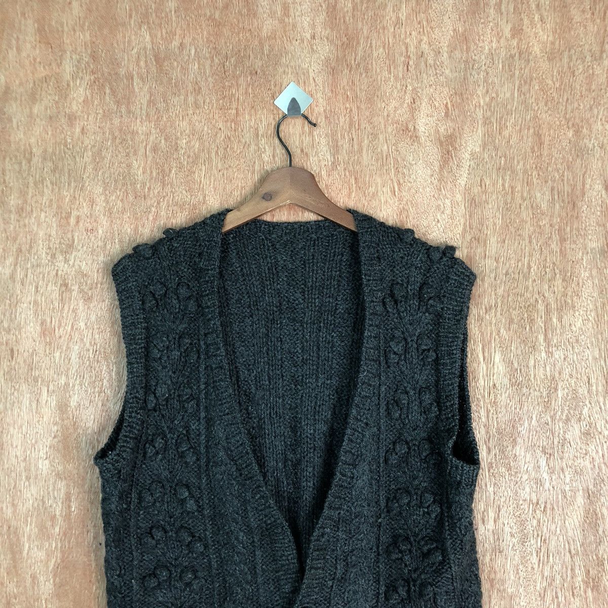 Aran Isles Knitwear Japanese Aran Cable Knit Sweater Vest – Black Button Up #310 Size M / US 6-8 / IT 42-44 - 2 Thumbnail