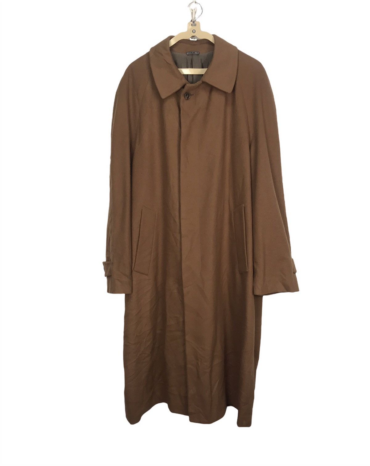 image of Best Offer Fendi Wool Long Coat Jacket Button Up in Brown, Men's (Size XL)