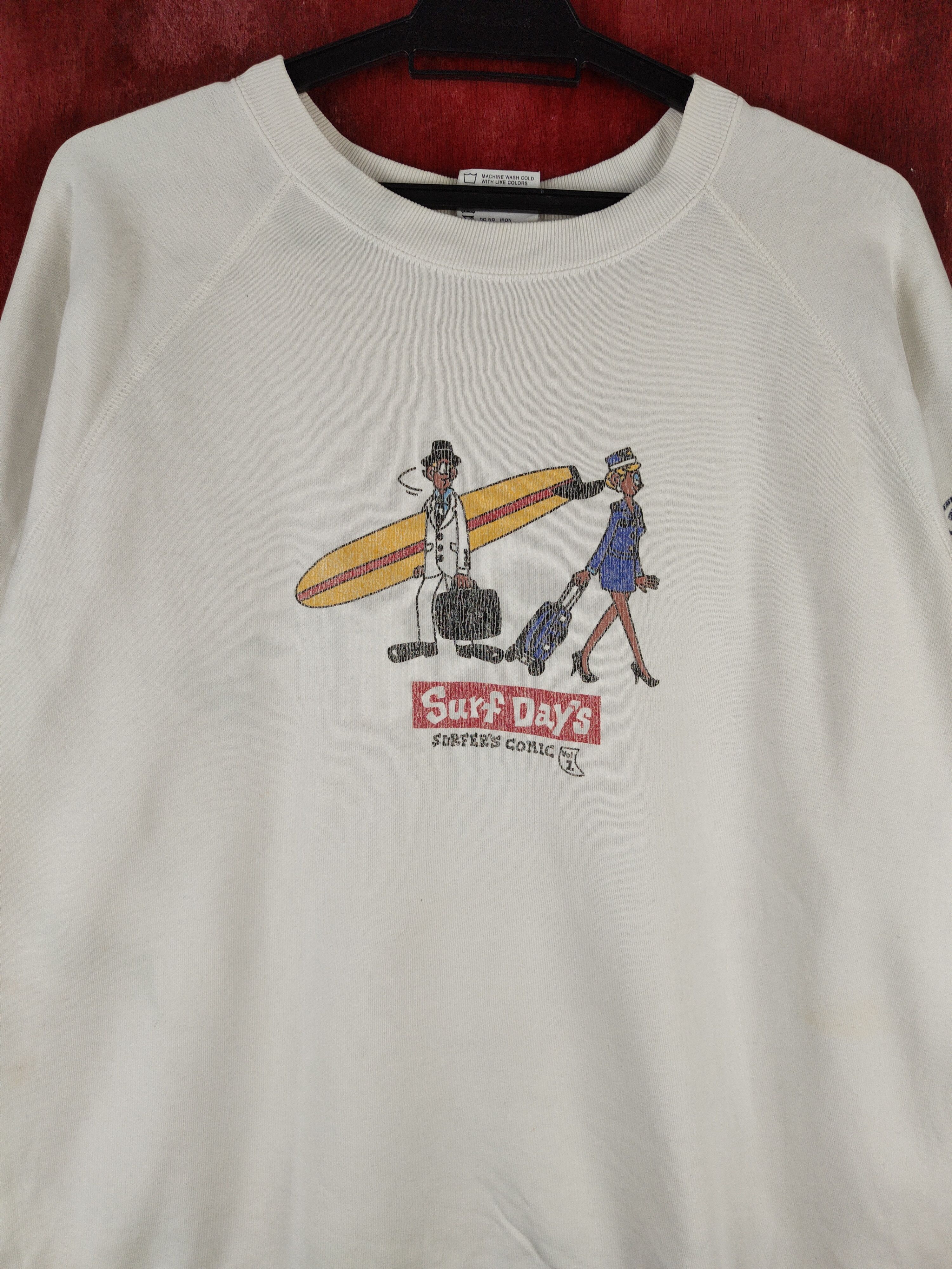 Japanese Brand Surf Days White Sweatshirt vintage #S668 Size US L / EU 52-54 / 3 - 2 Thumbnail