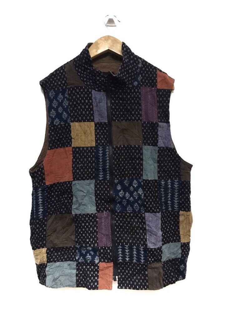 Vintage Japanese Brand store Giemon Patchwork Vest Sweater